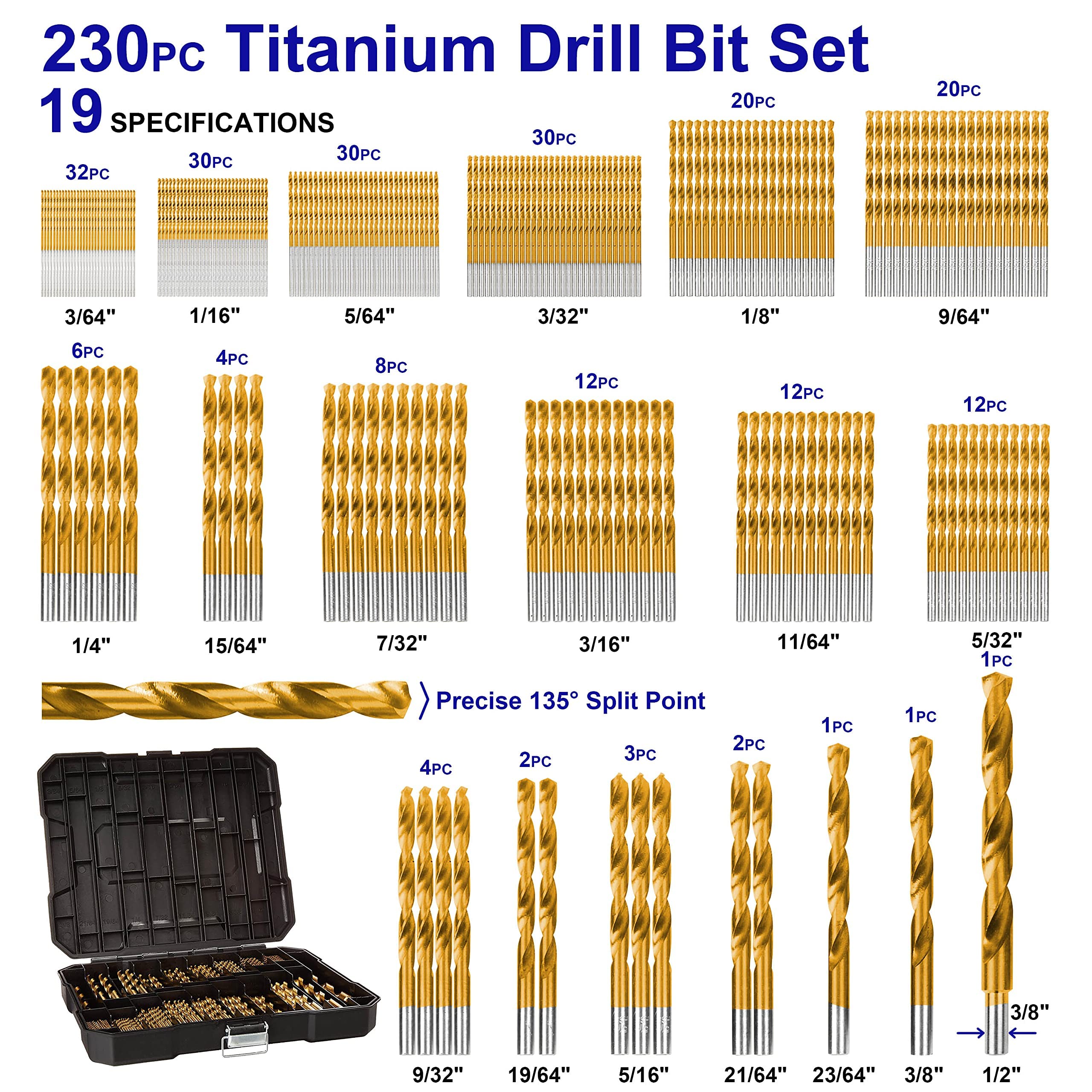 13-Piece 1000V Insulated Electrician Screwdriver Set with 230 Titanium Twist Drill Bits - Professional Electrical Tool Kit for Home Repair, DIY Projects & Industrial Use