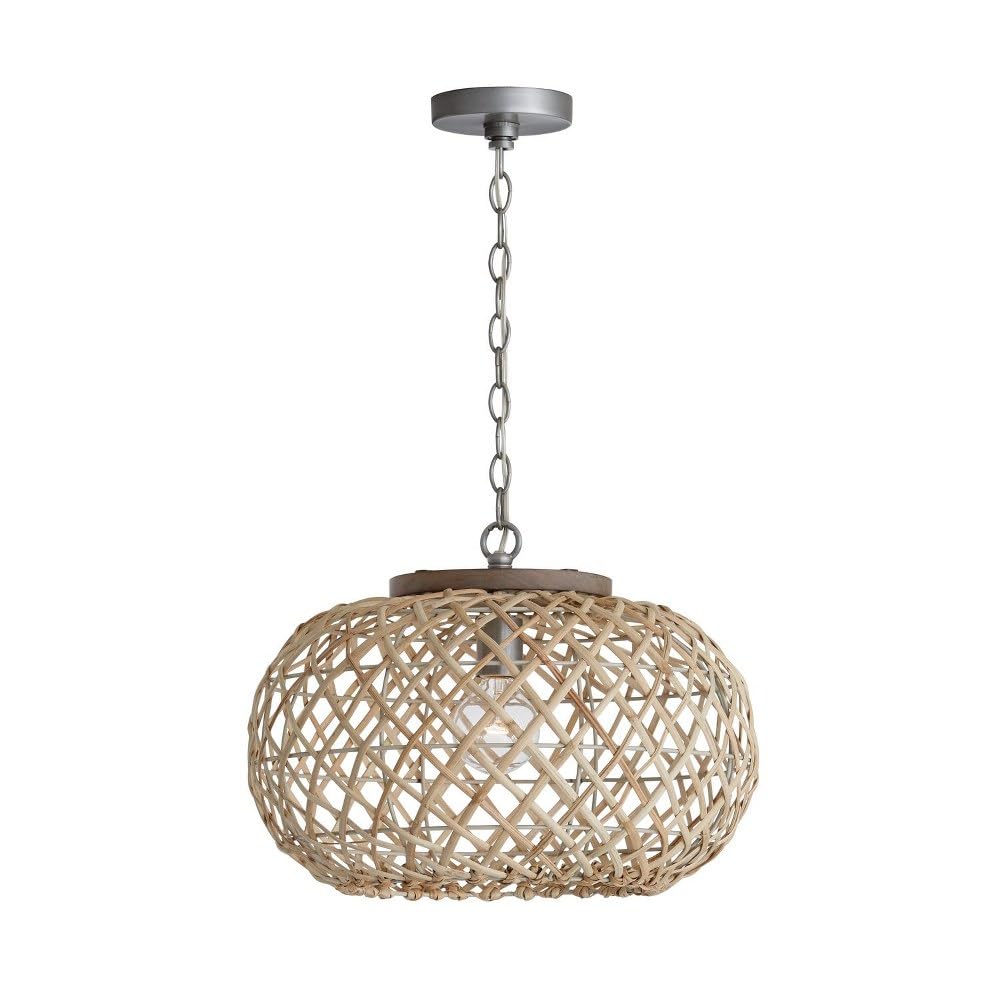 Capital Lighting 340811GK Rainey Natural Rattan Wide Basket Pendant Light - 1-Light 100W, 14