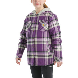 Youth Girls Long Sleeve Flannel Snap Front Hooded Shirt Jacket - Cozy Winter Wear for School & Outdoor Activities | Majesty