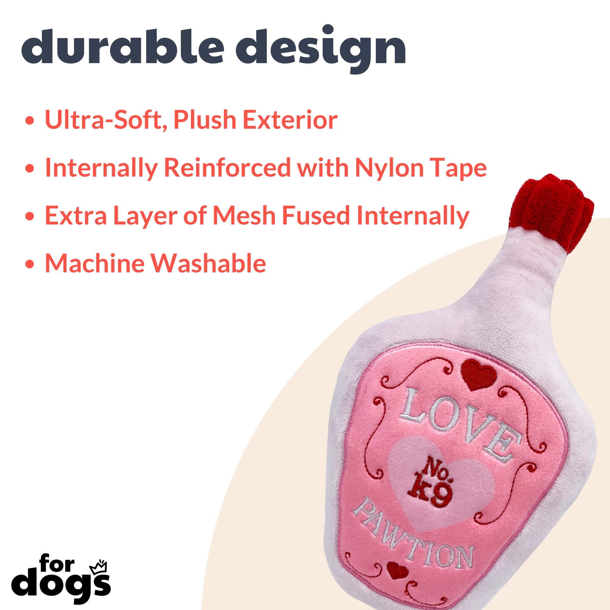 Huxley & Kent Squeaky Plush Dog Toy for Large Dogs - Love Pawtion No. K9 with Fun Squeaker, Valentine's Day Gift for Pets | Durable & Funny Dog Chew Toy | Perfect for Playtime, Training Rewards & Special Occasions