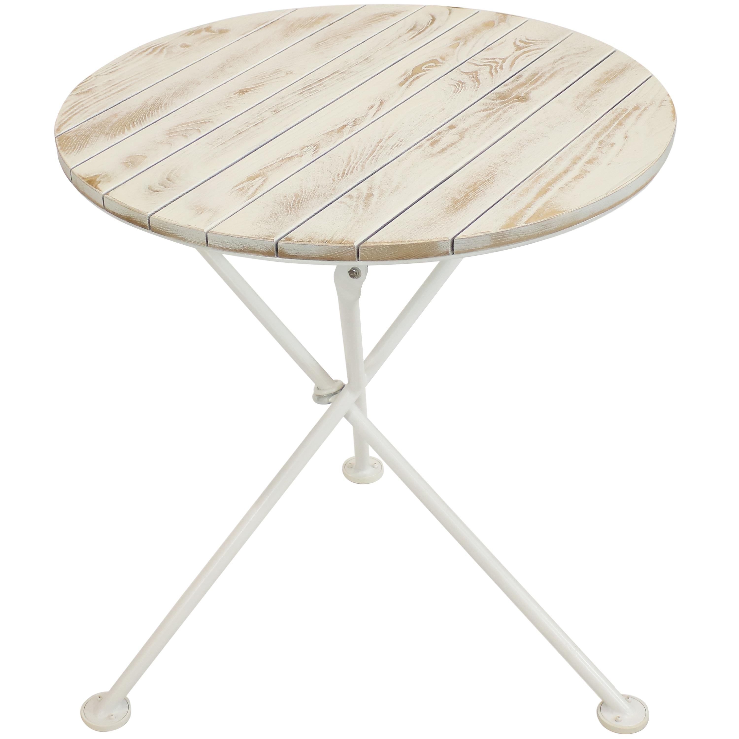 Sunnydaze French Country European Chestnut White Bistro Table - 28 Inch Round Outdoor Dining Set for Patio, Garden & Cafe