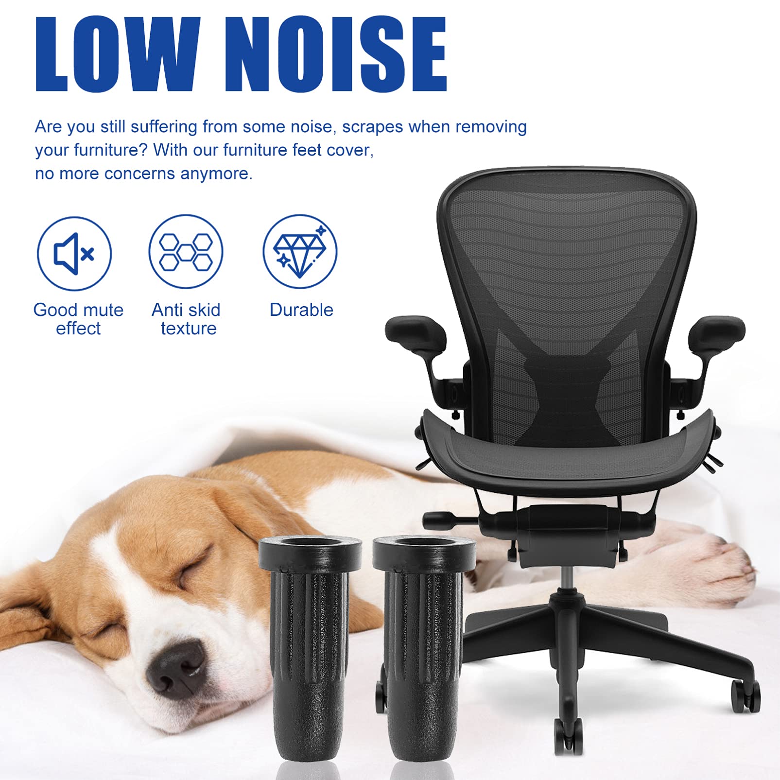 NUOBESTY 30pcs Black Caster Socket Sleeves - Heavy Duty Furniture Casters for Office Chairs, Wheels Replacement, and Chair Leg Protection - Perfect for Home, Office, and Commercial Use