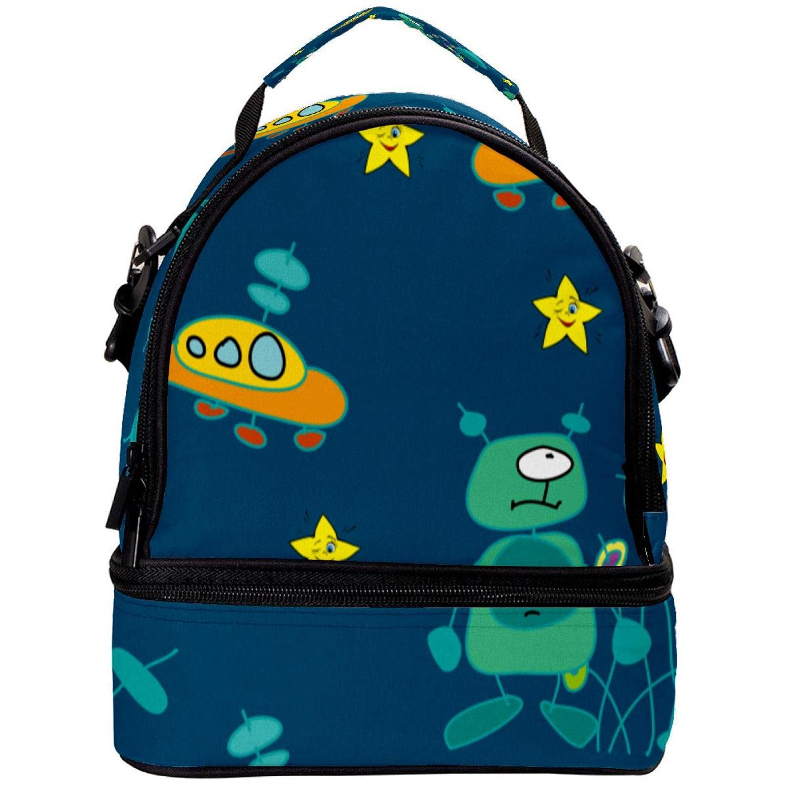 GIOVANIOR Insulated Lunch Box - Cute Cartoon Alien Spaceship Design, Leak-Proof Cooler Bag for School, Office & Picnic | Perfect for Men & Women | Ideal for Work Lunch, Kids Meals & Outdoor Activities