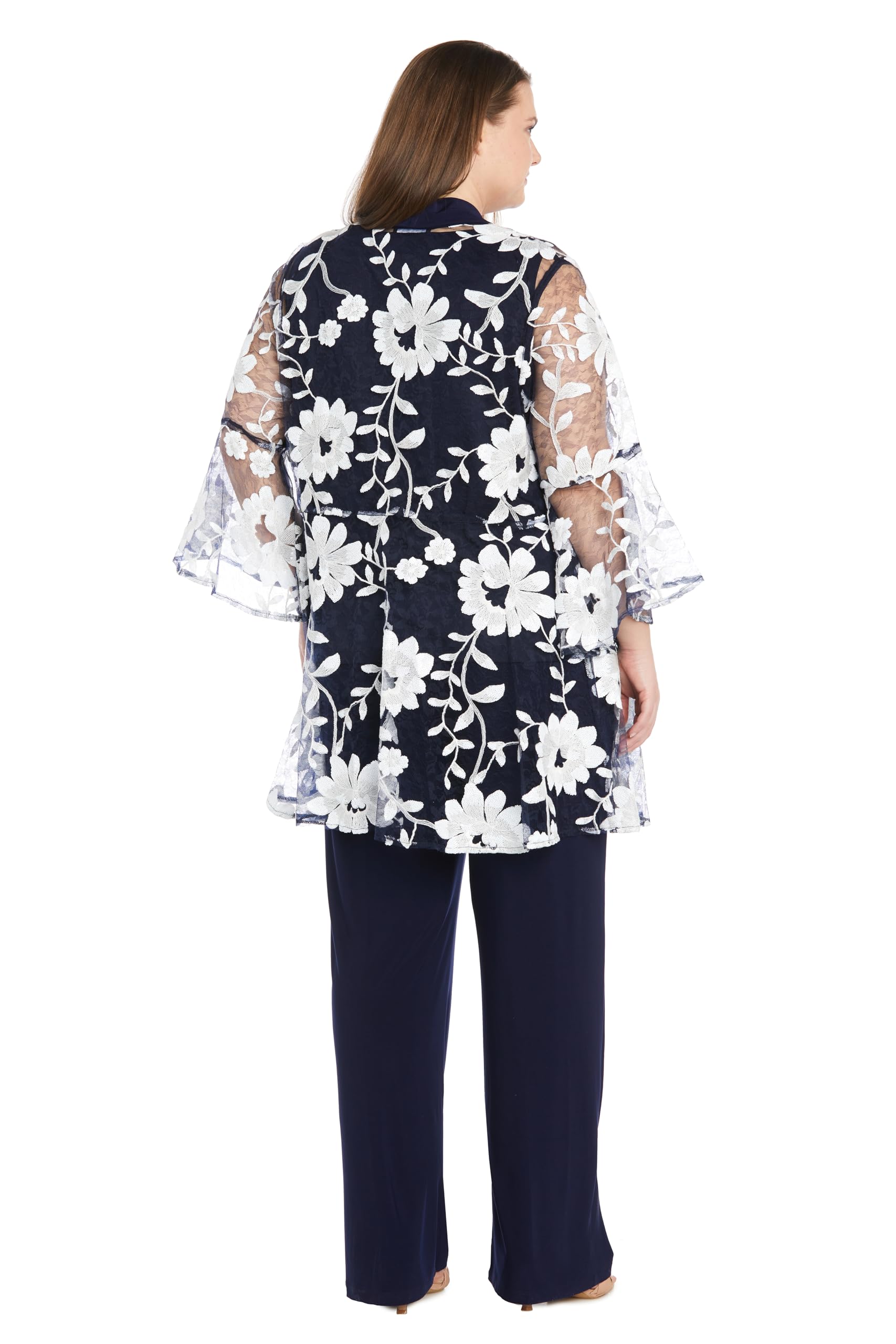 3PC Floral Embroidered Duster Pantsuit Set - Tank Top & Matching Jacket with Bell Sleeves | Women's Boho Chic Outfit for Summer Festivals & Beach Vacations