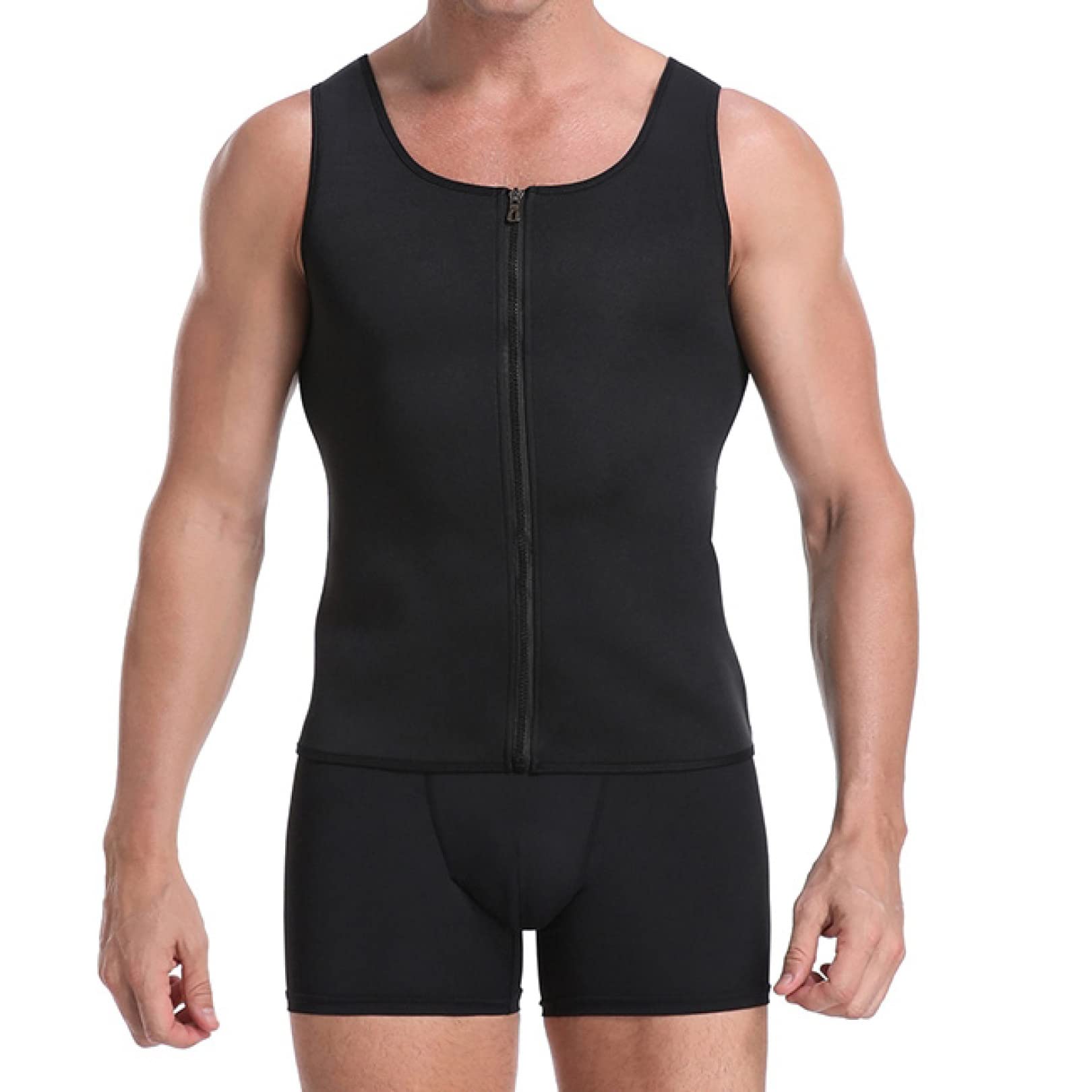EBRICON Men's Waist Trainer Vest - Body Shaper for Weight Loss, Fat Burning Corset with Zipper - Slimming Belt & Belly Control Shapewear for Gym, Workout & Daily Wear