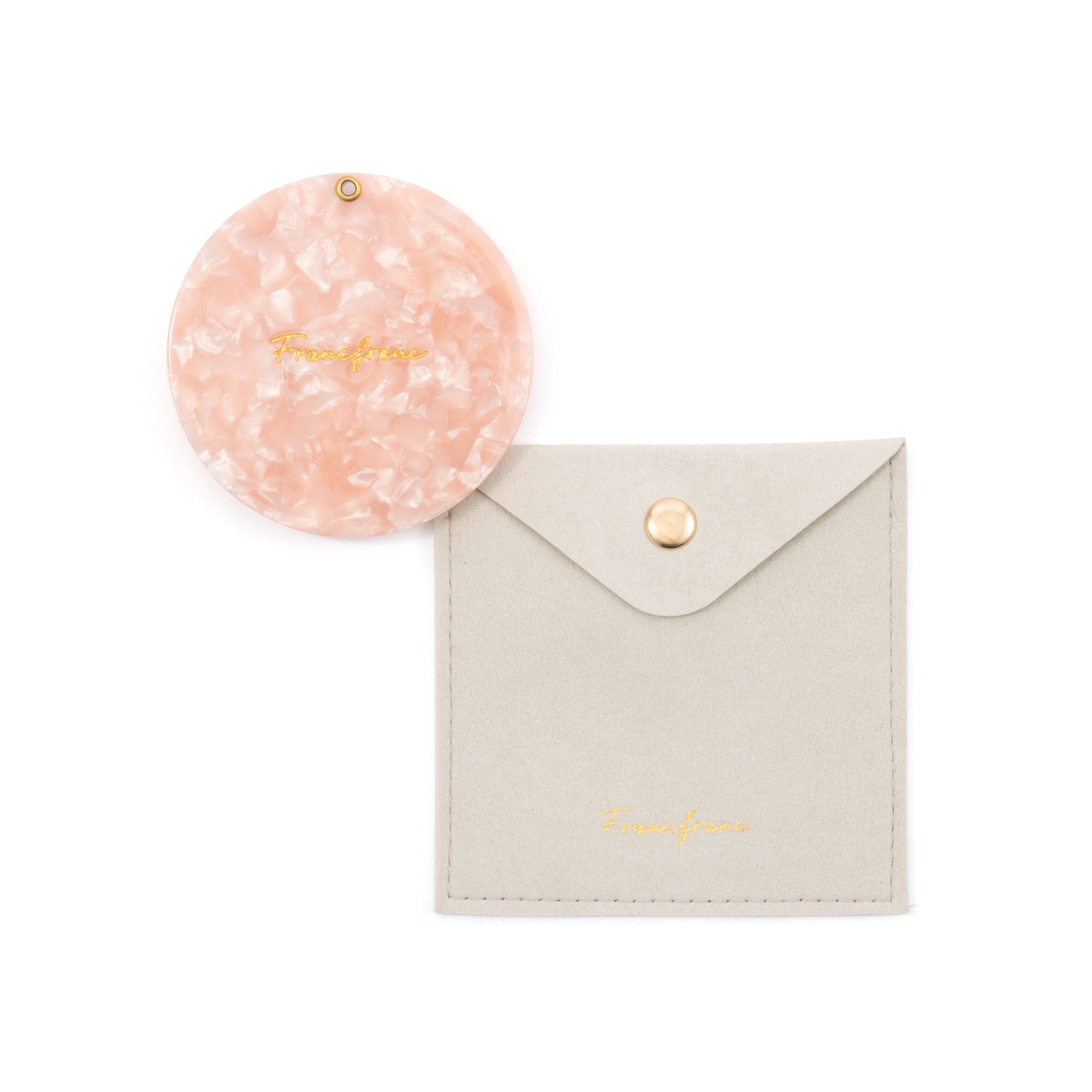 Pink Compact Mirror with Pouch - Portable Travel Makeup Mirror for Women, Girls | Perfect for Purse, Car, Office & Touch-Ups On-The-Go
