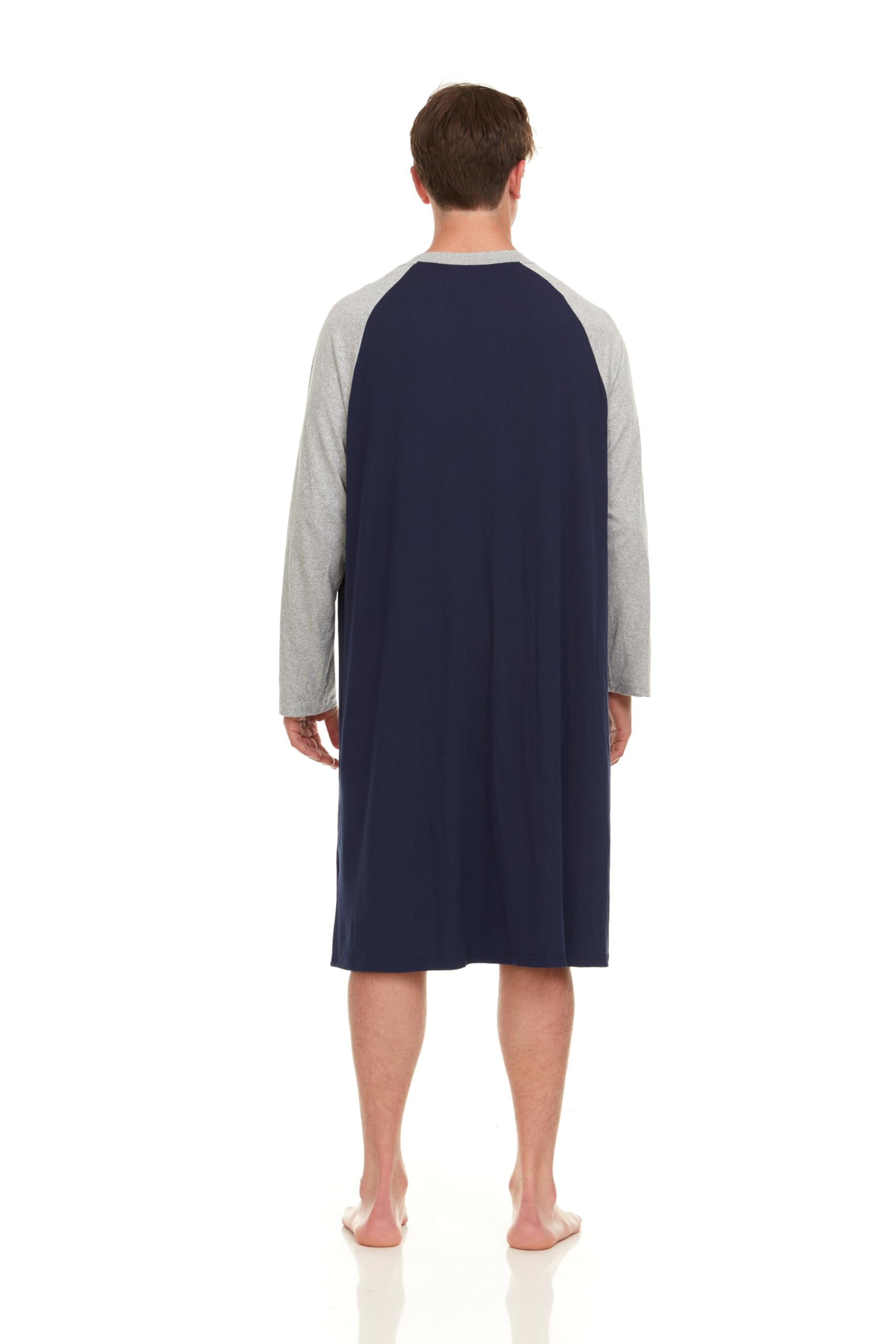Men's Long Sleeve Henley Nightshirt - Sleep & Lounge Pajama Top for Comfort