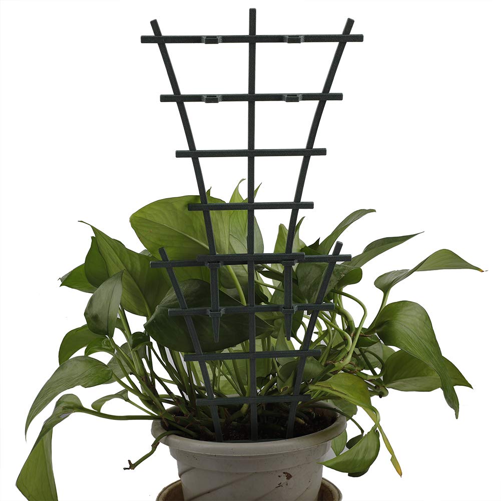 6 Pack Dark Green Plastic Stackable Plant Climbing Trellis - DIY Garden Plant Support for Potted Flowers, Vegetables & Vines | Perfect for Courtyard Gardens, Balconies & Indoor Plants