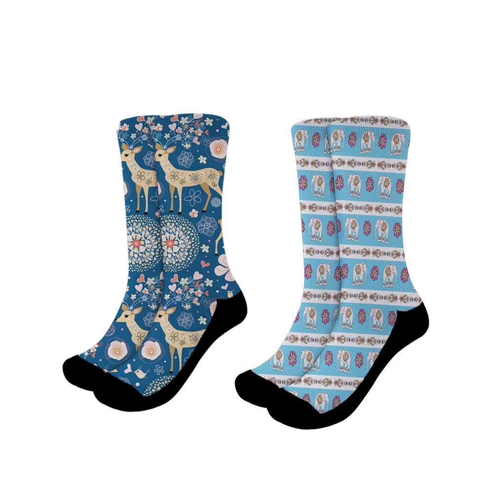 Chaqlin Women's Novelty Crew Socks - Over The Knee Casual Athletic Running Jogging Sports Yoga Socks for Workout, Gym, Lounge & Everyday Wear