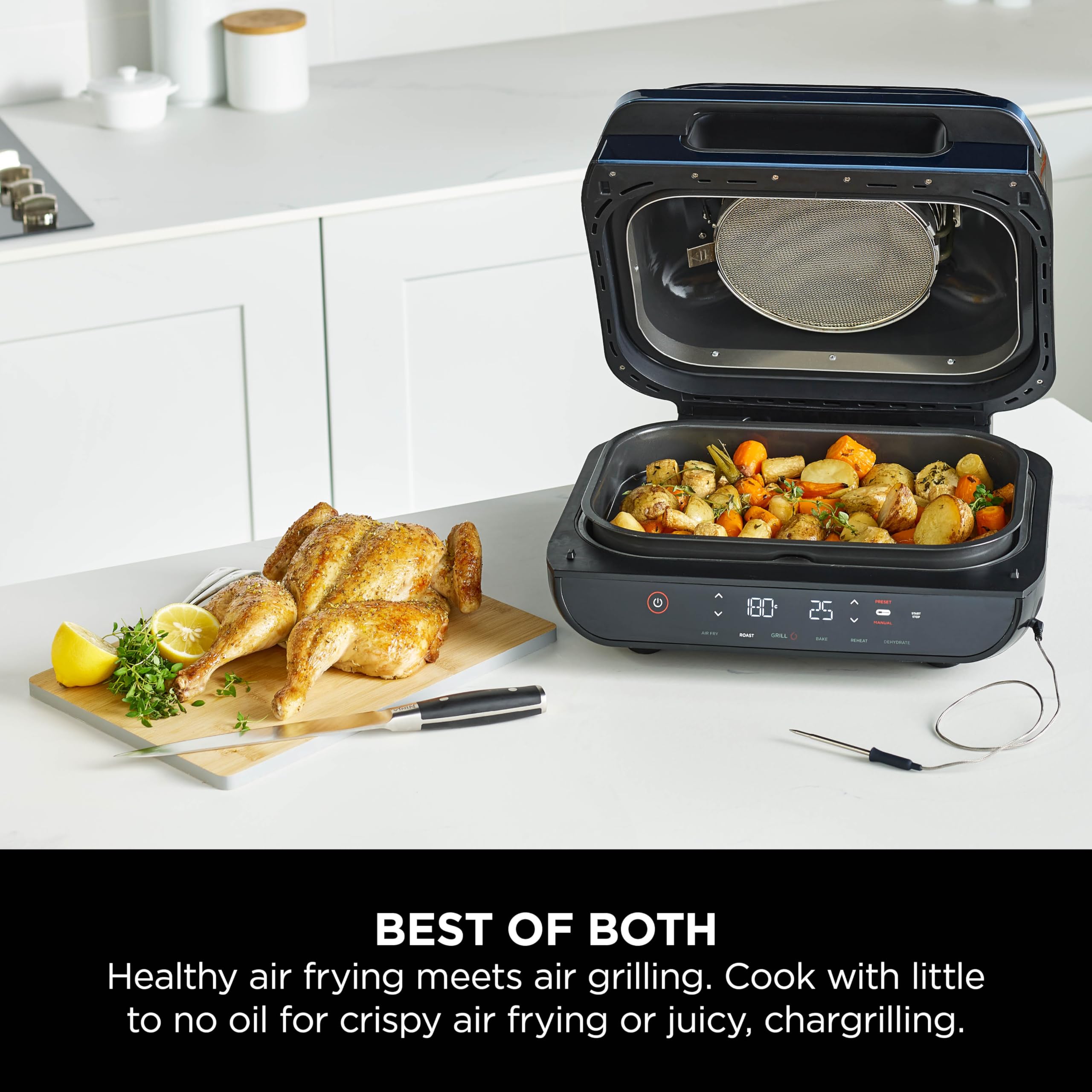 Ninja Foodi Max AG551UK Health Grill & Air Fryer - Grey | 5-in-1 Multi-Cooker for Grilling, Air Frying, Roasting, Baking & Dehydrating | Perfect for Healthy Meals, Family Dinners & Meal Prep