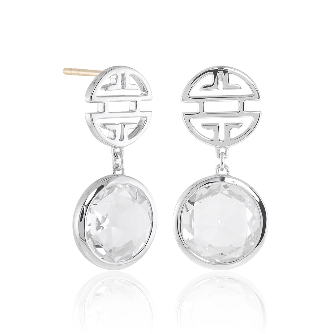 Elegant Silver Shou & White Quartz Drop Earrings for Women – Perfect for Weddings, Parties & Special Occasions