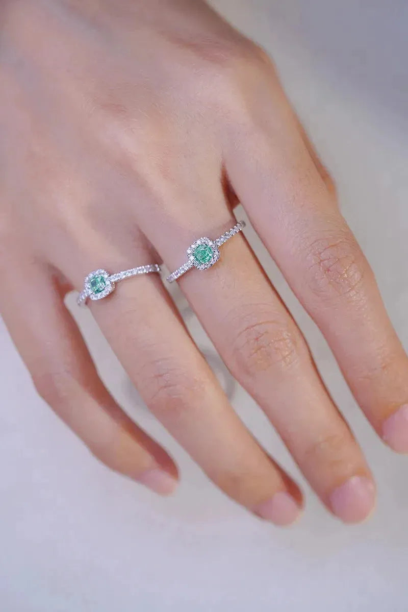 18K White Gold Natural Green Diamond Engagement Ring for Women - Luxury Wedding Jewelry, Elegant Proposal & Anniversary Gift, Perfect for Bridal & Special Occasions