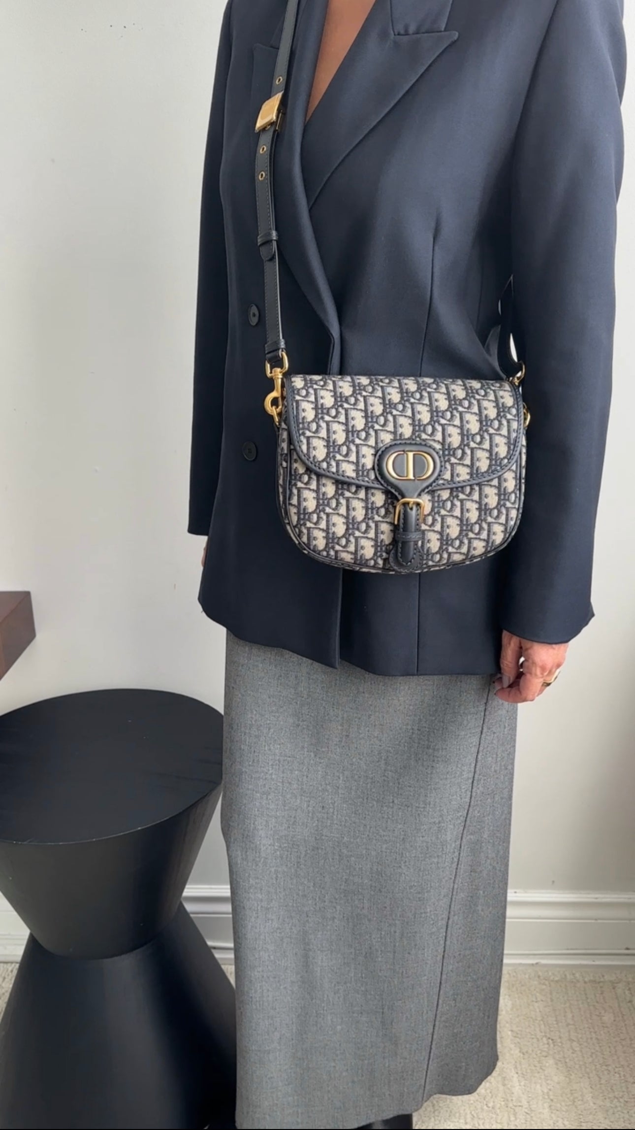 Christian Dior Navy Blue Oblique Jacquard Medium Bobby Bag - Luxury Designer Handbag for Women, Perfect for Work, Travel & Special Occasions