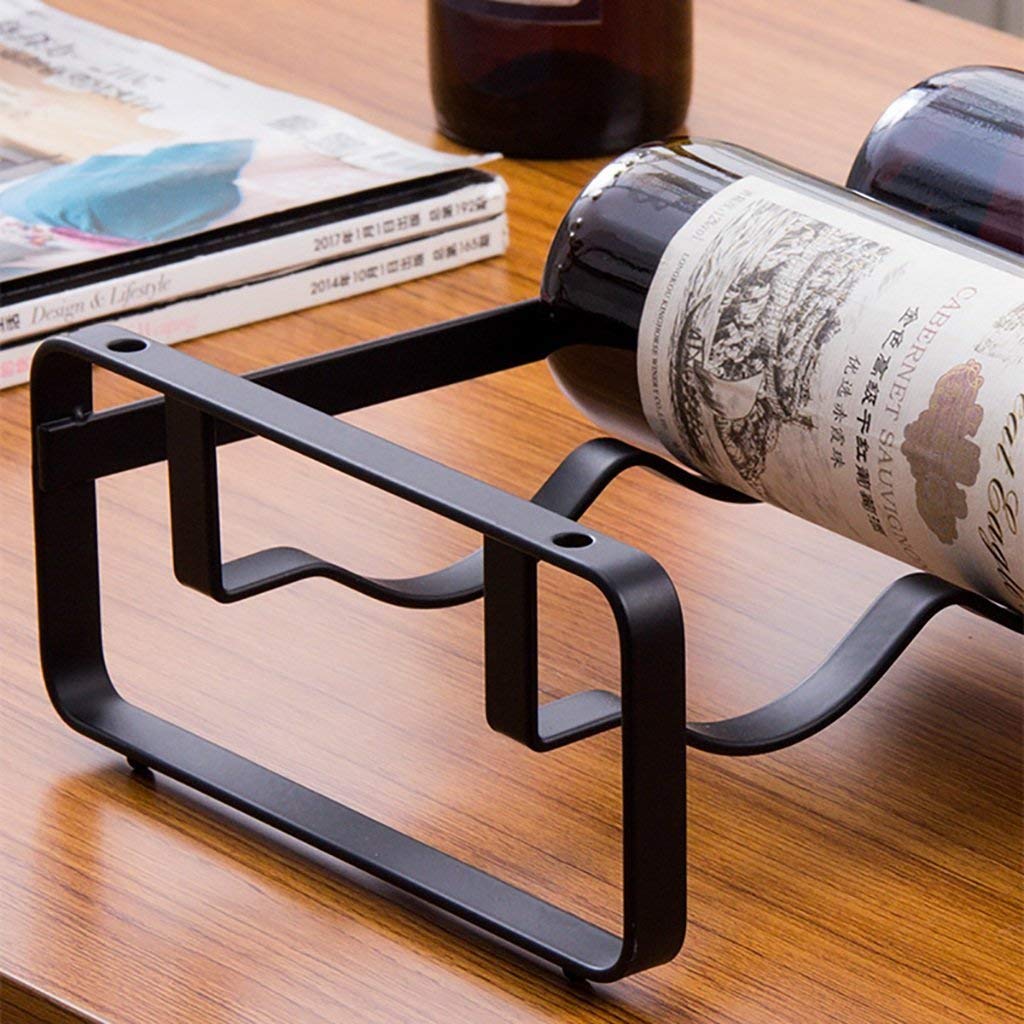 Foldable Iron Wine Rack Holder - 4 Bottle Capacity - Space Saving Kitchen & Living Room Decor - Perfect for Home Bar, Dining Room, and Gift Giving