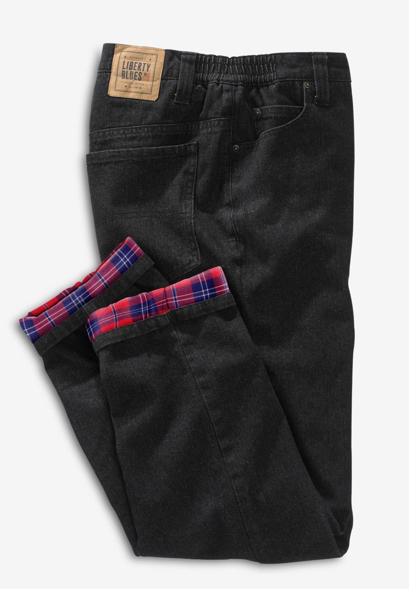 **Kingsize Men's Big & Tall Flannel-Lined Side-Elastic Jeans - Liberty Blues - Comfortable Stretch Denim for Casual Wear & Outdoor Activities**