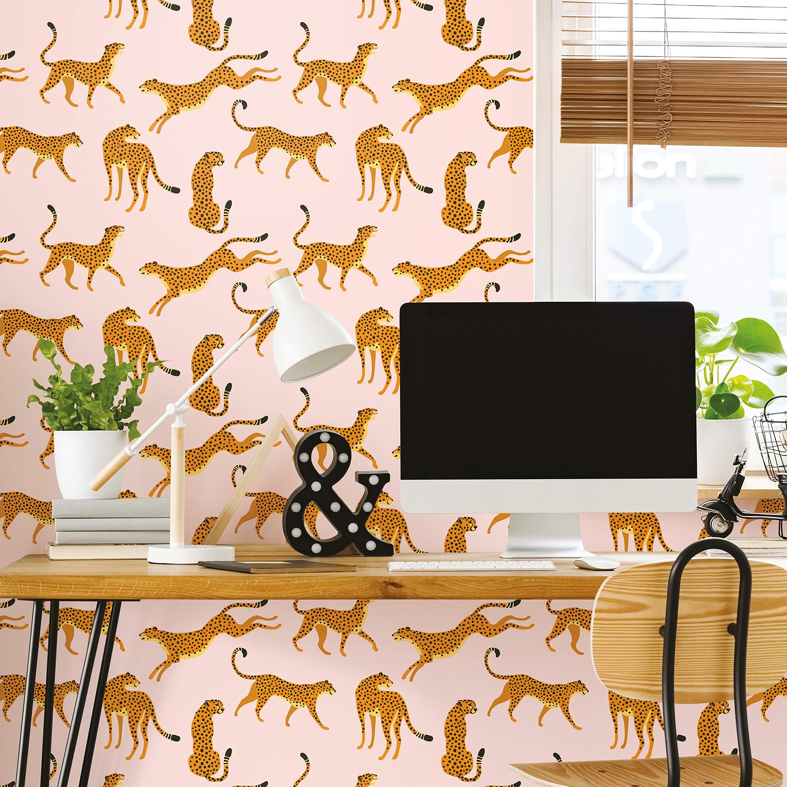 RoomMates Cheetah Print Peel and Stick Wallpaper - Self-Adhesive Removable Wall Decal for Bedroom, Nursery, Dorm & Home Decor