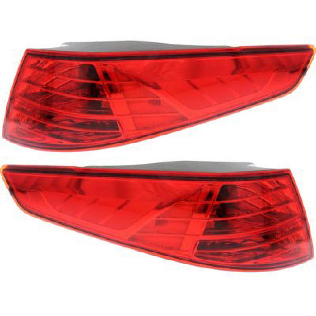 2012-2013 Kia Optima Tail Light Assembly Pair - Driver & Passenger Side (Unpainted, Bulbs Included, DOT Certified) KI2804108 + KI2805108 | 92401 4C000 - Perfect for Replacement, Repair & Nighttime Safety