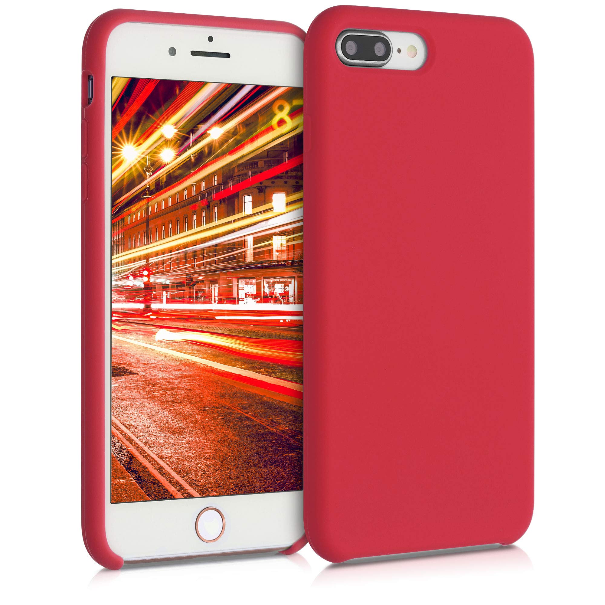 kwmobile Premium TPU Silicone Case for Apple iPhone 7 Plus/iPhone 8 Plus - Shockproof Soft Protective Cover with Anti-Slip Grip in Classic Red - Perfect for Everyday Use, Work & Outdoor Activities