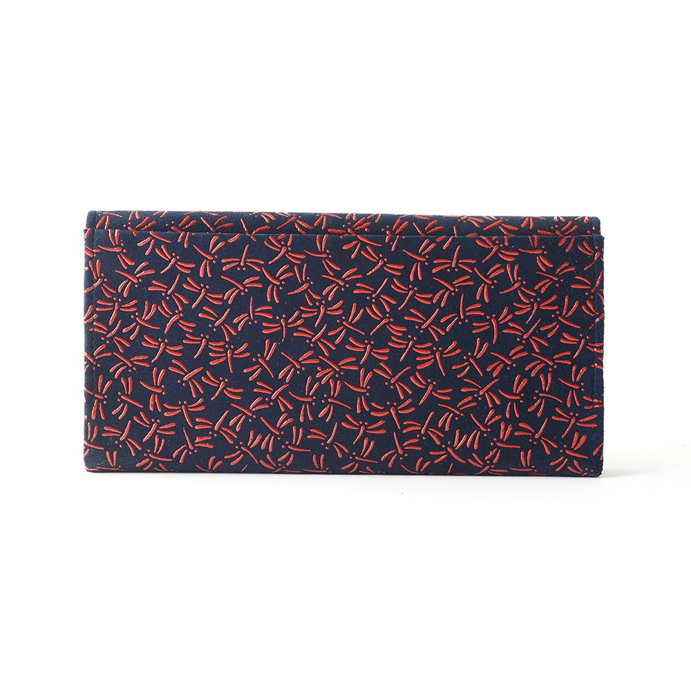 Premium Japanese Deerskin Leather Long Wallet with Urushi Lacquer - Dragonfly & Iron Blue Design - Handcrafted in Japan - Perfect for Gifts & Luxury Everyday Use