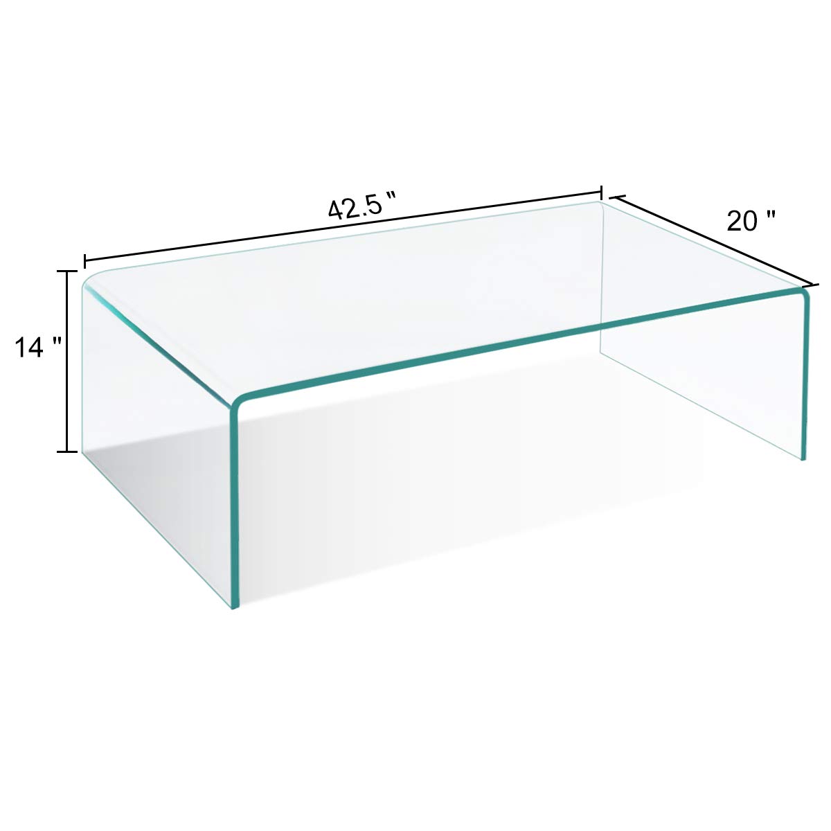 Premium 12mm Tempered Glass Coffee Table with Rounded Edges - Modern Living Room Centerpiece for Home Decor, Entertaining & Relaxation