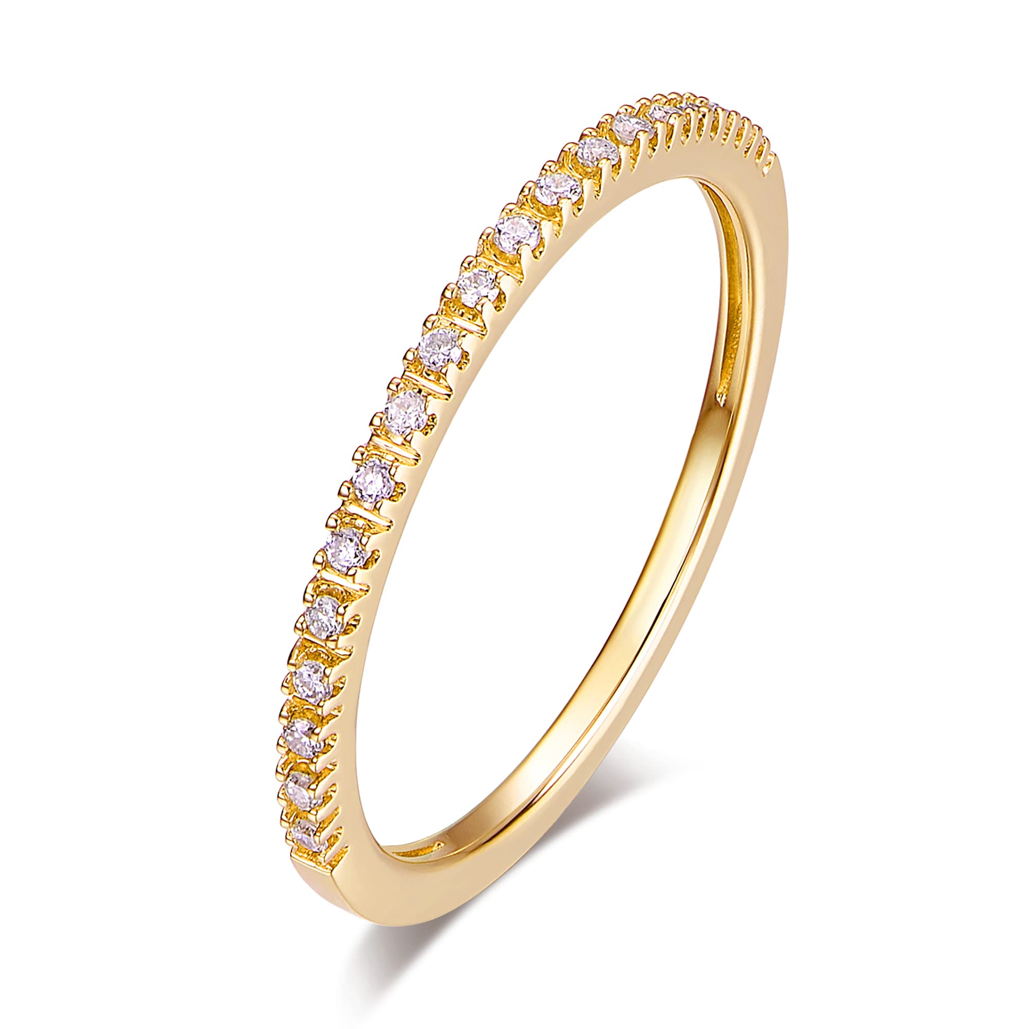 14K Solid Gold Moissanite Eternity Wedding Band for Women - 1.5mm Thin Stackable Ring, Durable 14K Gold Engagement Ring, Anniversary Gift for Her - Perfect for Bridal Sets, Proposals & Special Occasions
