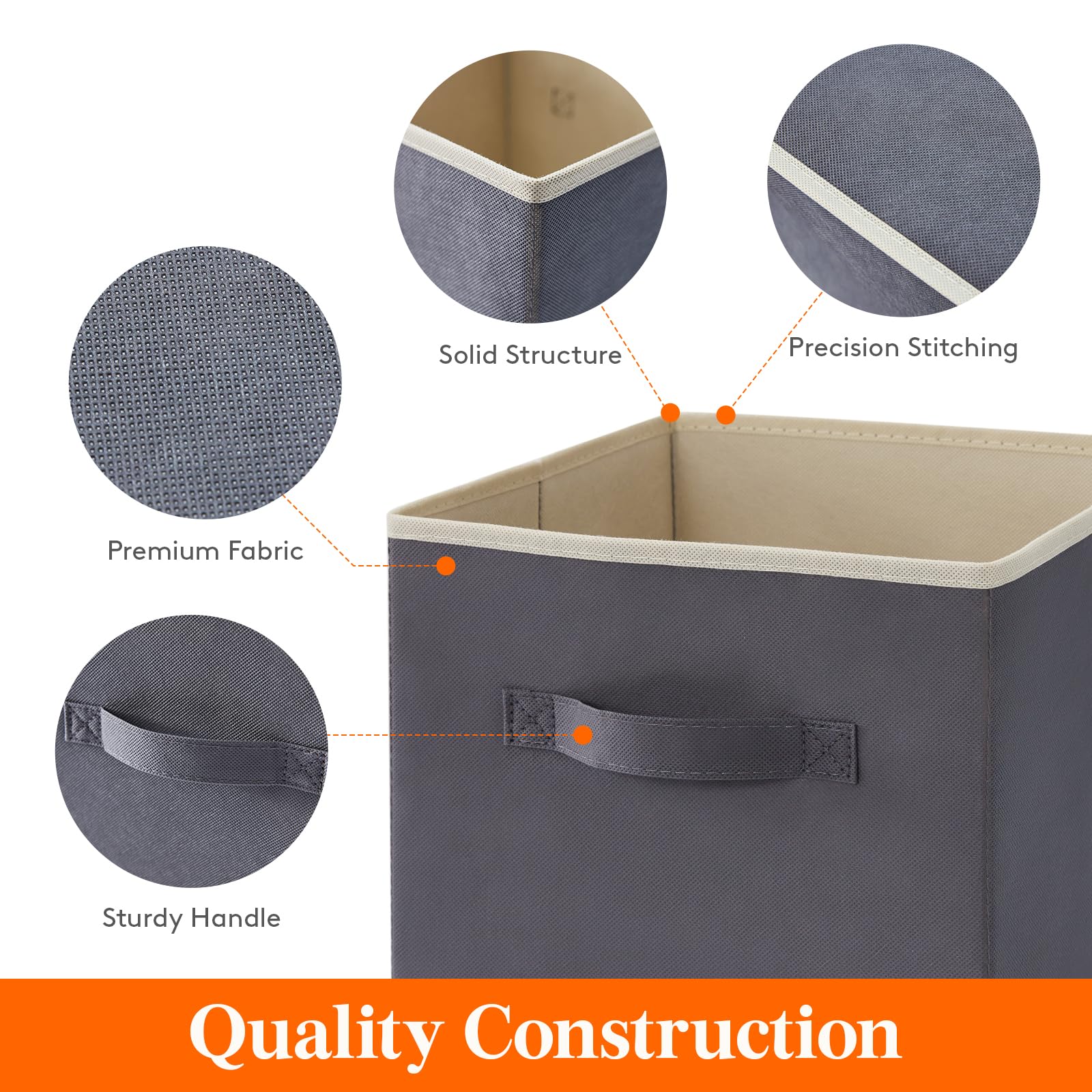 Lifewit 12-Pack 11-Inch Foldable Fabric Storage Cubes with Handles - Grey Closet & Shelf Organizers for Home, Bedroom, Kids Room & Office Organization