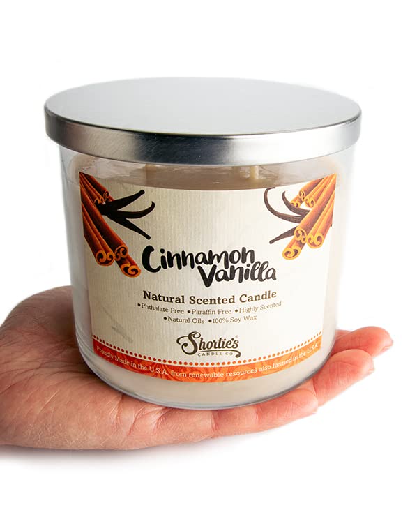 Cinnamon Vanilla Highly Scented Natural 3-Wick Soy Candle | Essential Fragrance Oils | 100% Soy Wax, Phthalate & Paraben Free | Clean Burning 14.5oz Candle for Home, Relaxation & Aromatherapy