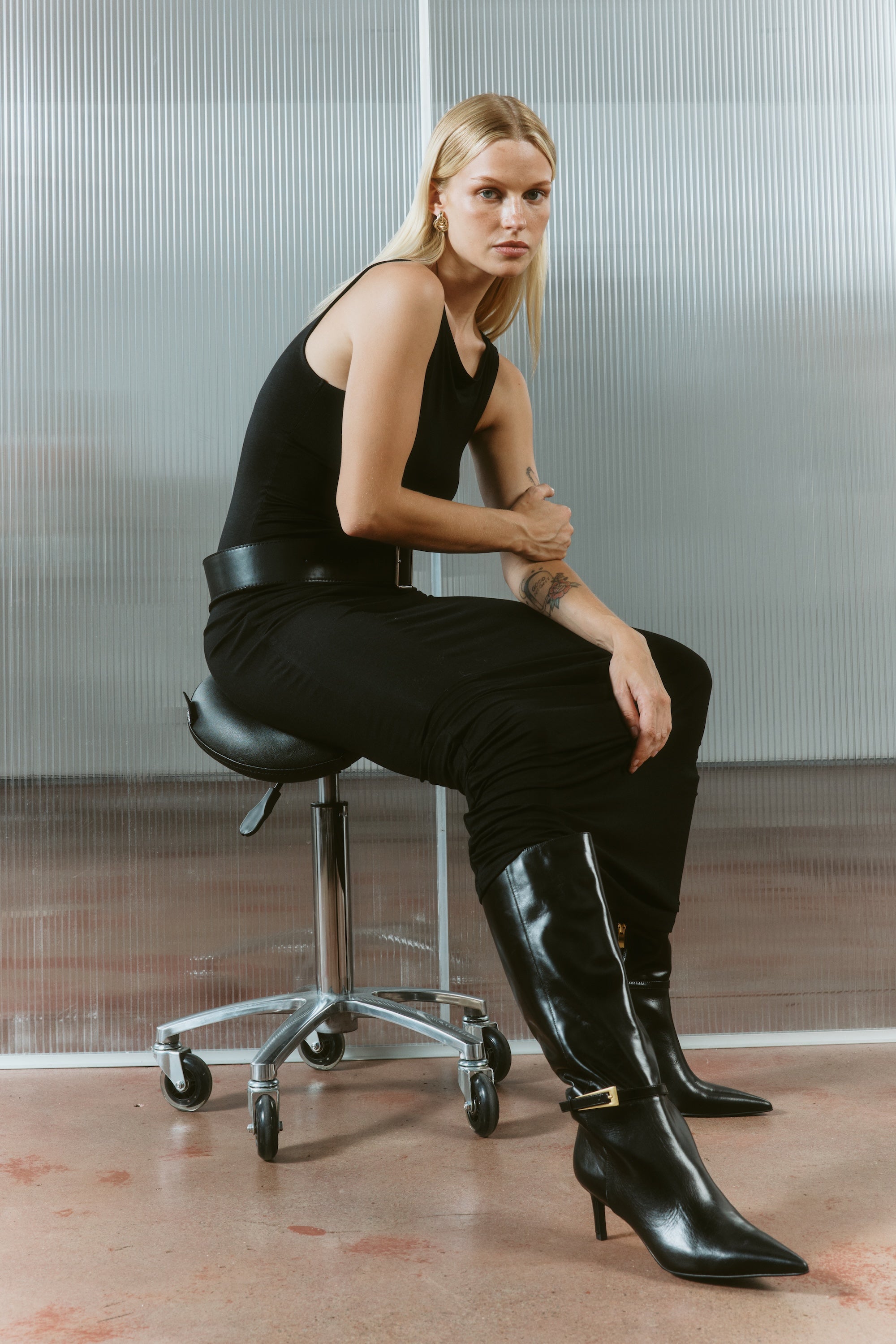 Drake Stiletto Long Boots for Women - Black High Shine Leather Knee High Boots - Perfect for Party, Night Out & Formal Occasions