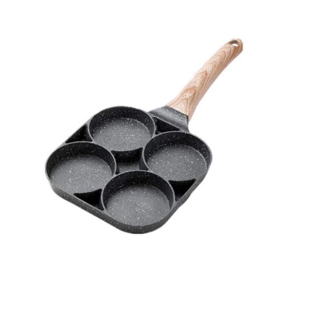 XJJZS 4-Compartment Deep Grid Metal Saucepan - Nonstick Multi-Purpose Frying Pan for Gas & Electric Stoves | Perfect for Cooking Pancakes, Eggs, Bacon & More Breakfast Foods