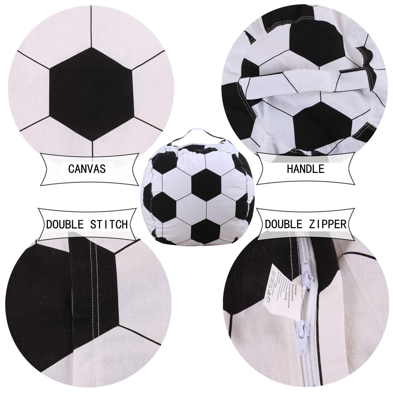 Premium 18-inch Beanbag Covers for Plush Toy Storage - Durable Stuffed Animal Organizer with Rugby Design | Perfect for Kids' Room, Playroom & Nursery Organization