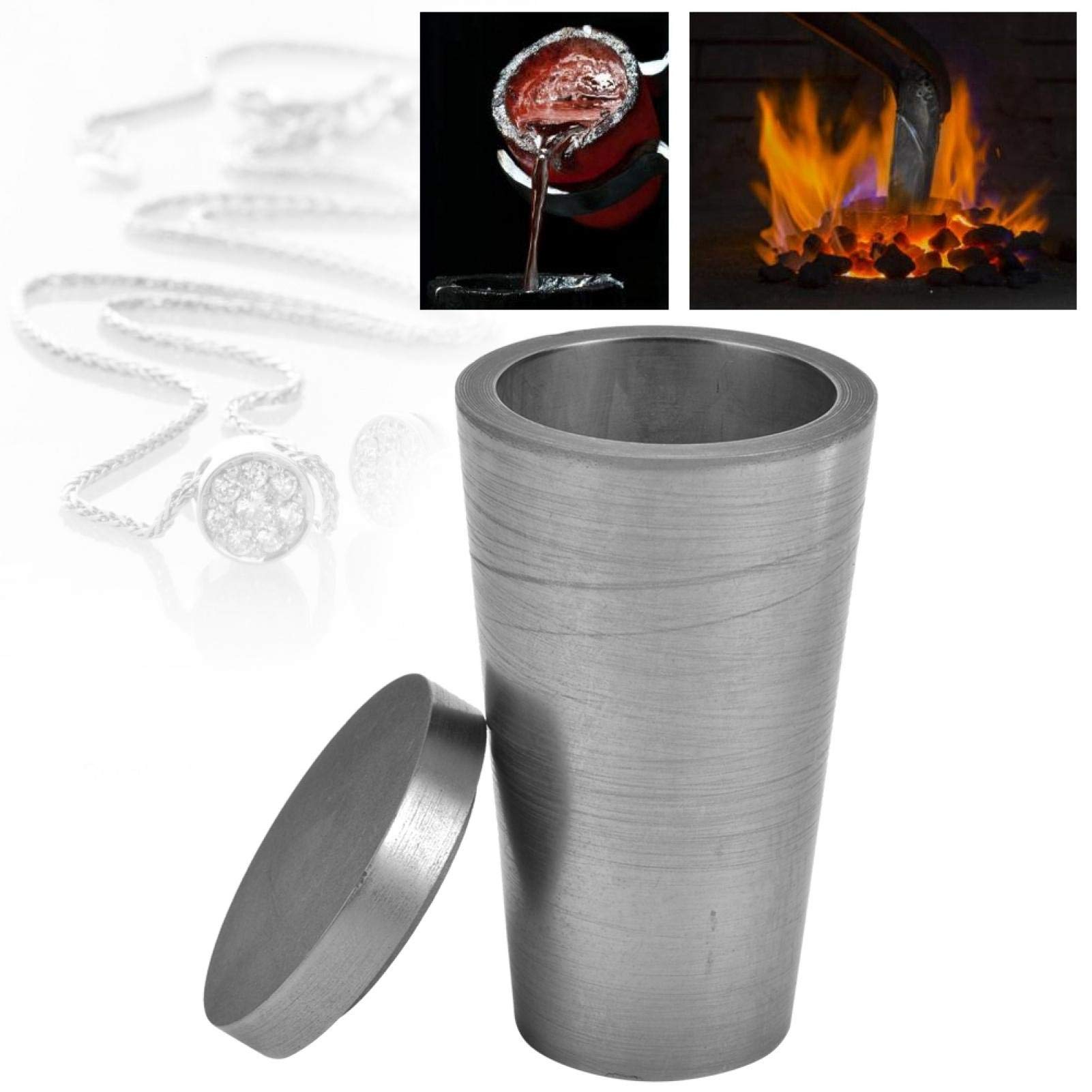Premium Graphite Crucible for Melting Gold, Silver, Copper, Brass & Aluminum - 60x105mm with Lid - High-Temperature Resistant for Jewelry Making, Metal Casting & DIY Projects