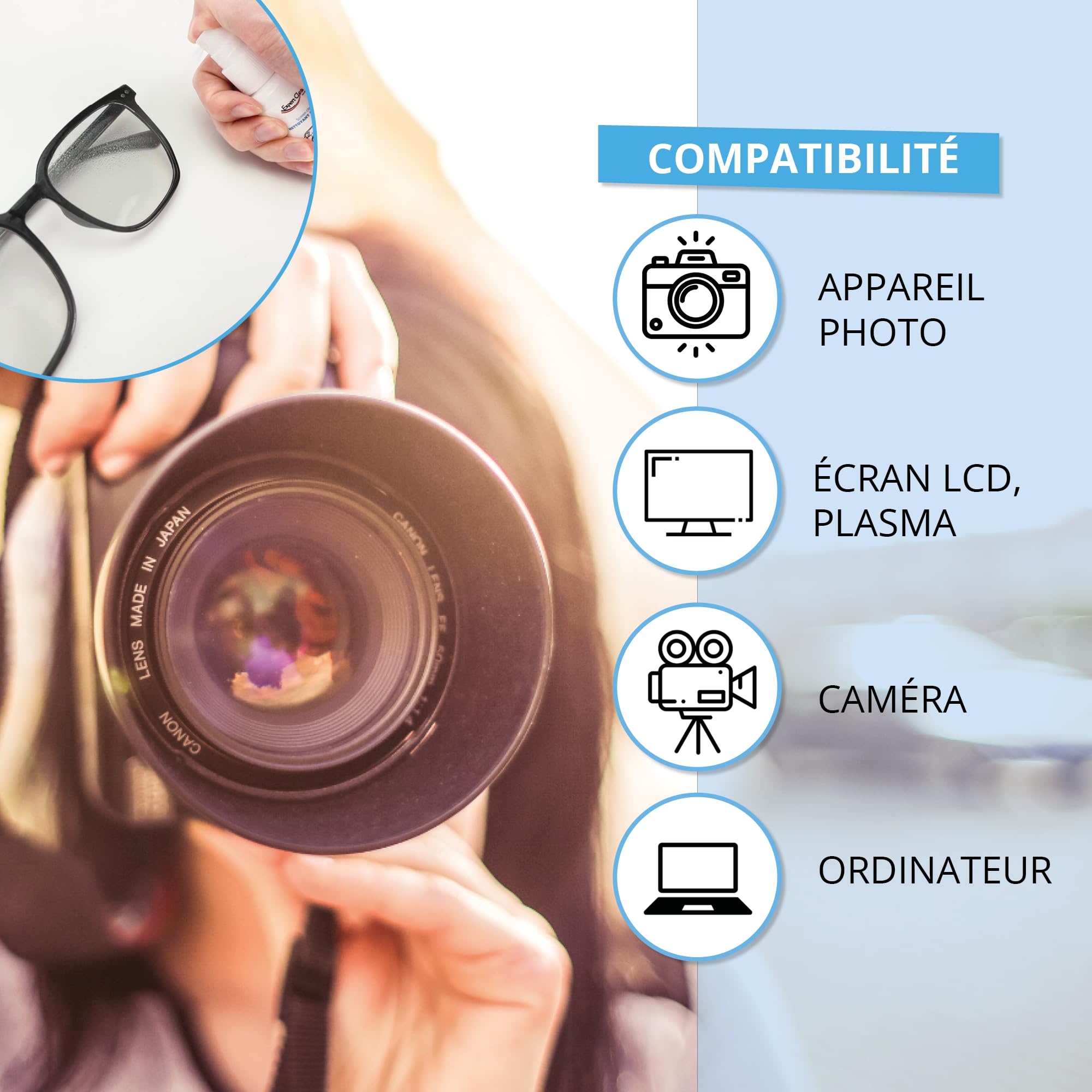Premium Microfiber Cleaning Kit for Camera Lenses, Eyeglasses, Phone Screens & GoPro – Gentle Scratch-Free Cloth for DSLR, Smartphones & Electronics – Perfect for Travel, Photography & Daily Cleaning