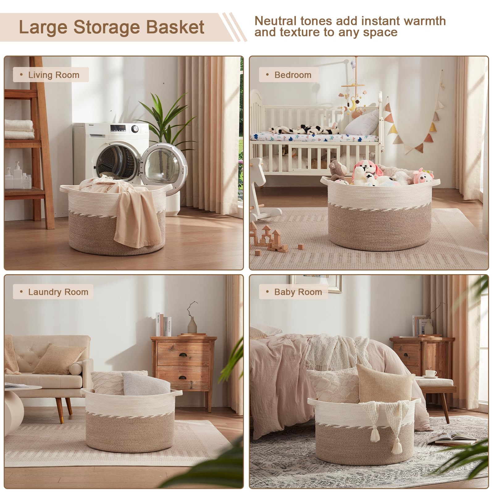 OIAHOMY 125L Extra Large Blanket Basket - 25