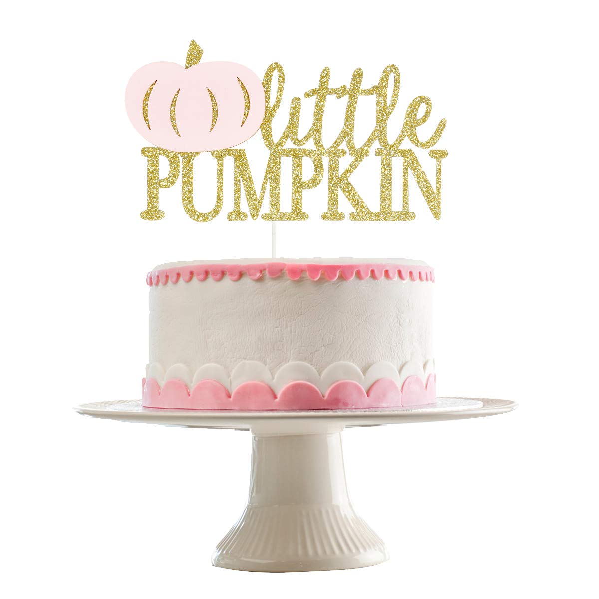 Gold & Pink Mini Pumpkin Cake Toppers - Baby Shower & Fall Party Decorations for Cakes, Cupcakes, and Desserts
