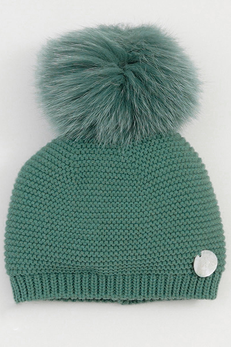 Stylish Emerald Green Faux Fur Beanie Hat for Women - Winter Warm Knit Cap with Soft Faux Fur Lining - Perfect for Cold Weather, Outdoor Activities & Fashion Accessories