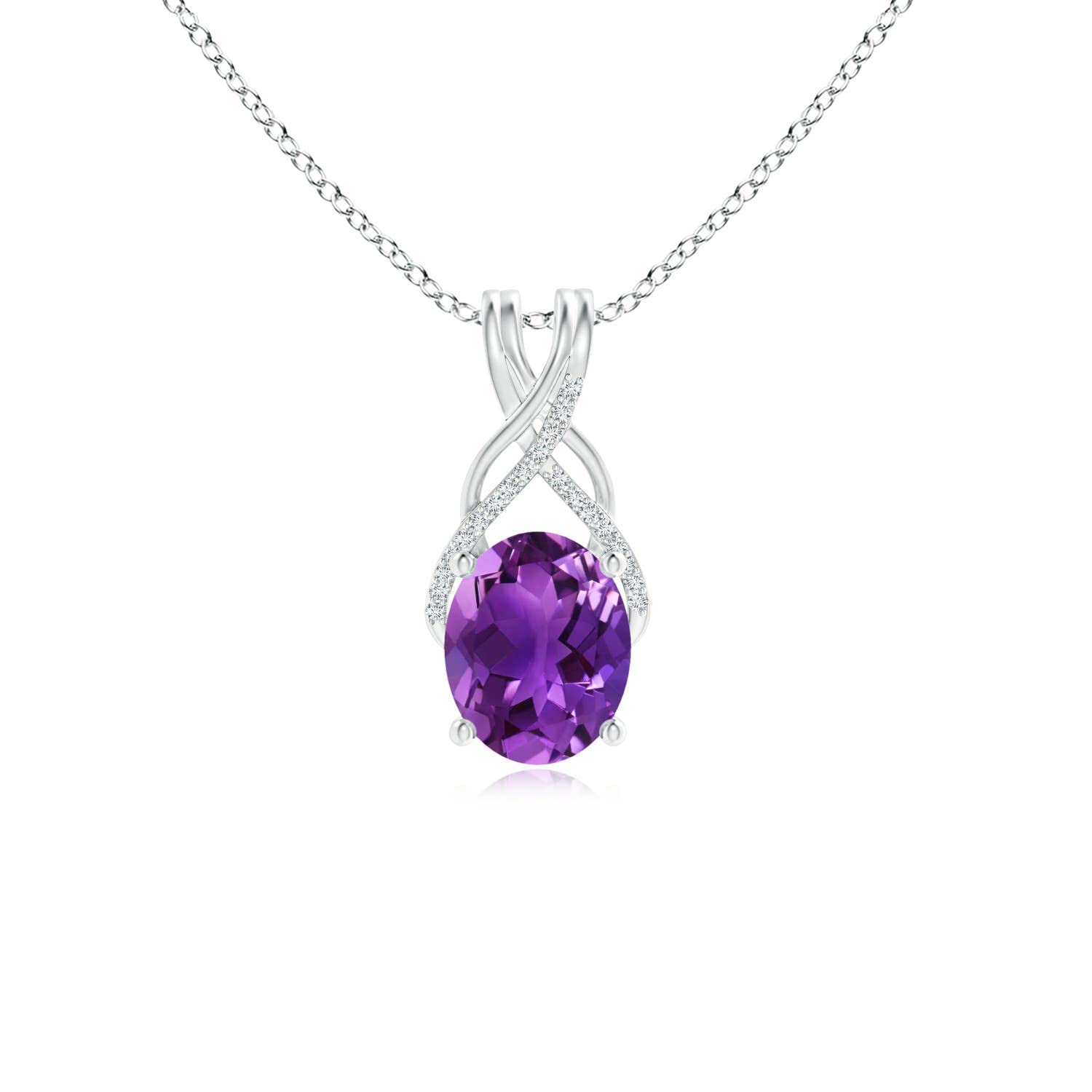 Angara Natural Amethyst Solitaire Pendant Necklace for Women - 14K Solid Gold/Platinum February Birthstone Jewelry | Elegant Gift for Her, Birthday, Anniversary, Valentine's Day | Perfect for Weddings, Date Nights & Special Occasions