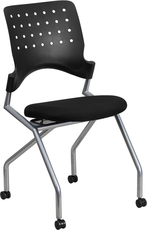 FLASH Galaxy Mobile Nesting Chair with Black Fabric Seat - Lightweight Folding Chair for Outdoor, Camping, Picnics, and Beach Use