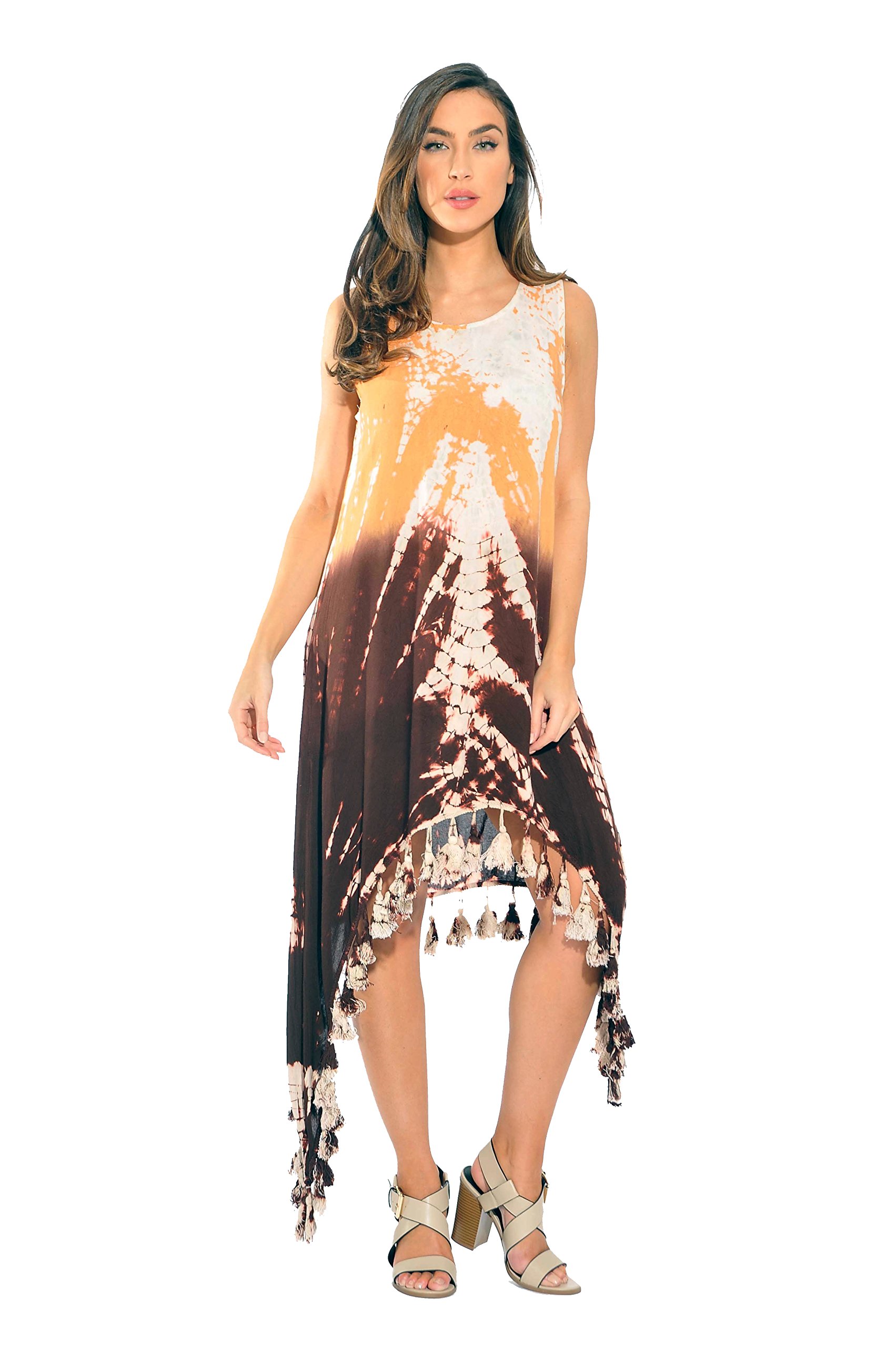 Women's Tie Dye Asymmetrical Sundress - Beach & Summer Wear