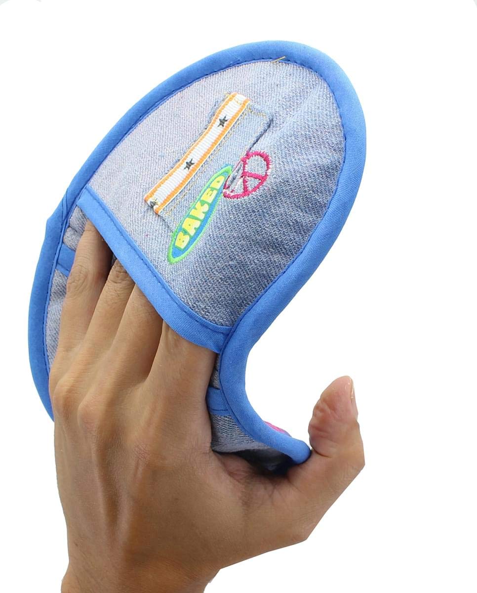 Eco-Friendly Hippie Oven Mitt & Hot Pad Set - Heat Resistant Kitchen Gloves for Baking, Cooking, Grilling - Bohemian Style Home Decor for Hippie Kitchen