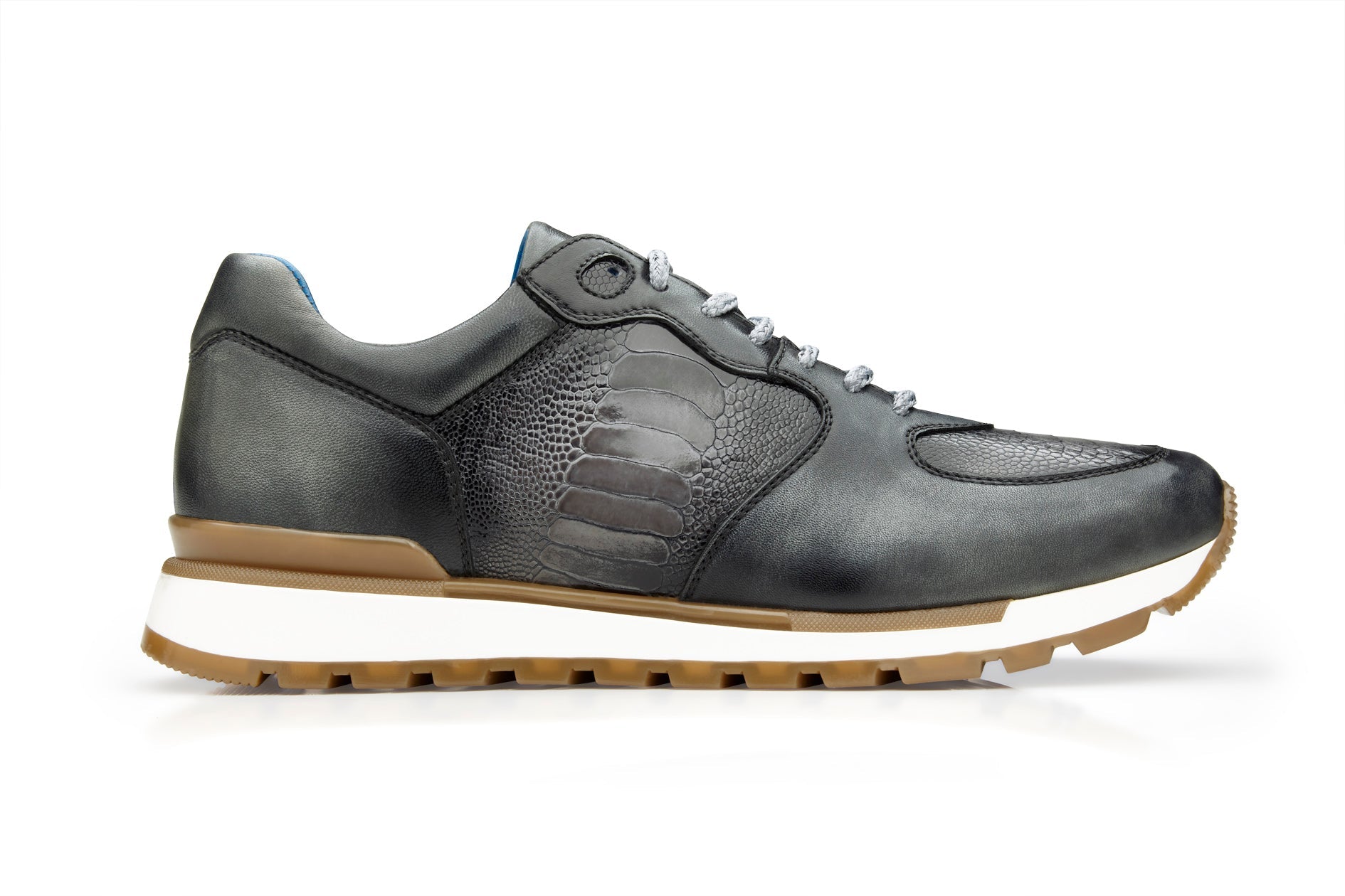 Belvedere Bobo Genuine Ostrich Leg & Italian Calf Leather Sneakers in Antique Light Gray - G01 | Luxury Casual Shoes for Men | Perfect for Business Casual & Evening Outings