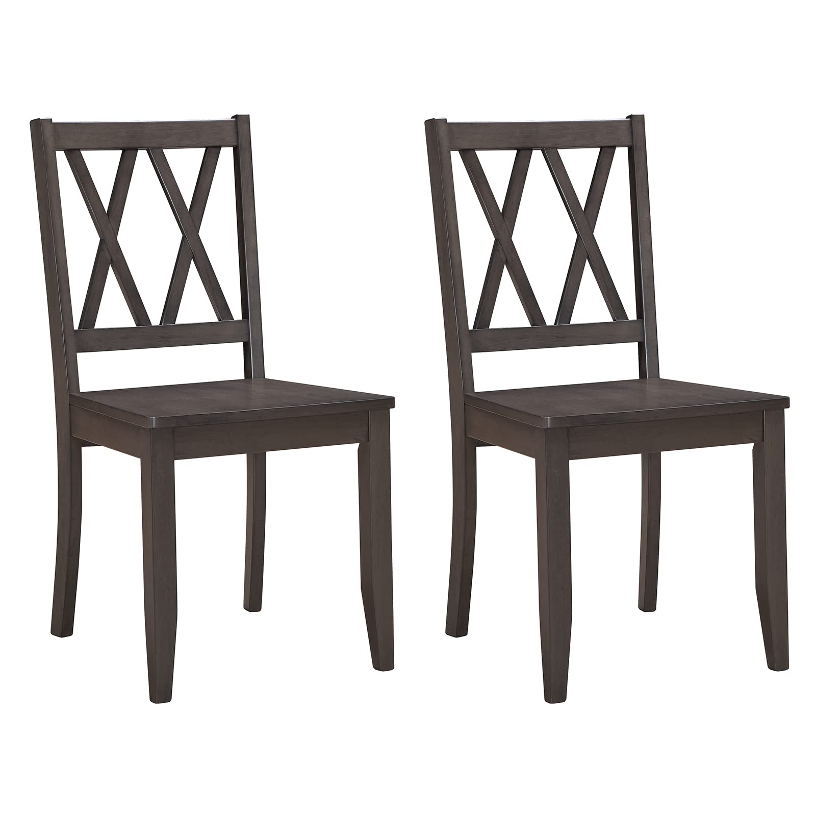 DUHOME Rubber Wood Dining Chairs Set of 2, Cross Back Natural Table Chairs with Grey Base, Perfect for Home Kitchen and Dining Room