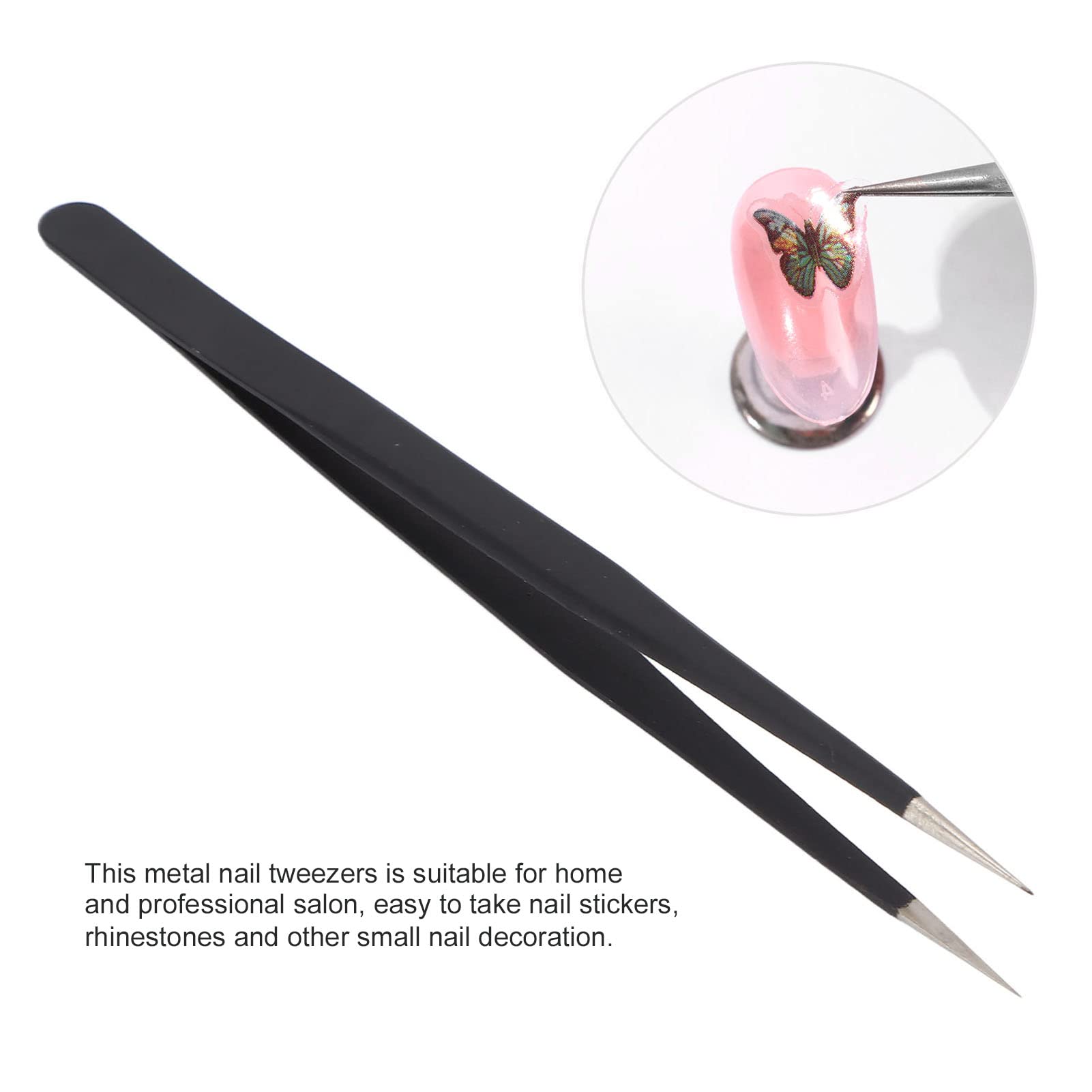 Premium Stainless Steel Nail Tweezers - Rustproof, Durable & Ergonomic Design for Professional & Home Manicure/Pedicure | Perfect for Nail Art, Cuticle Care & False Nail Application