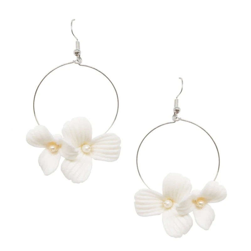 Floral Hoop Wedding Earrings with Pearls - Elegant Bridal Jewelry for Weddings, Parties & Special Occasions | A9785