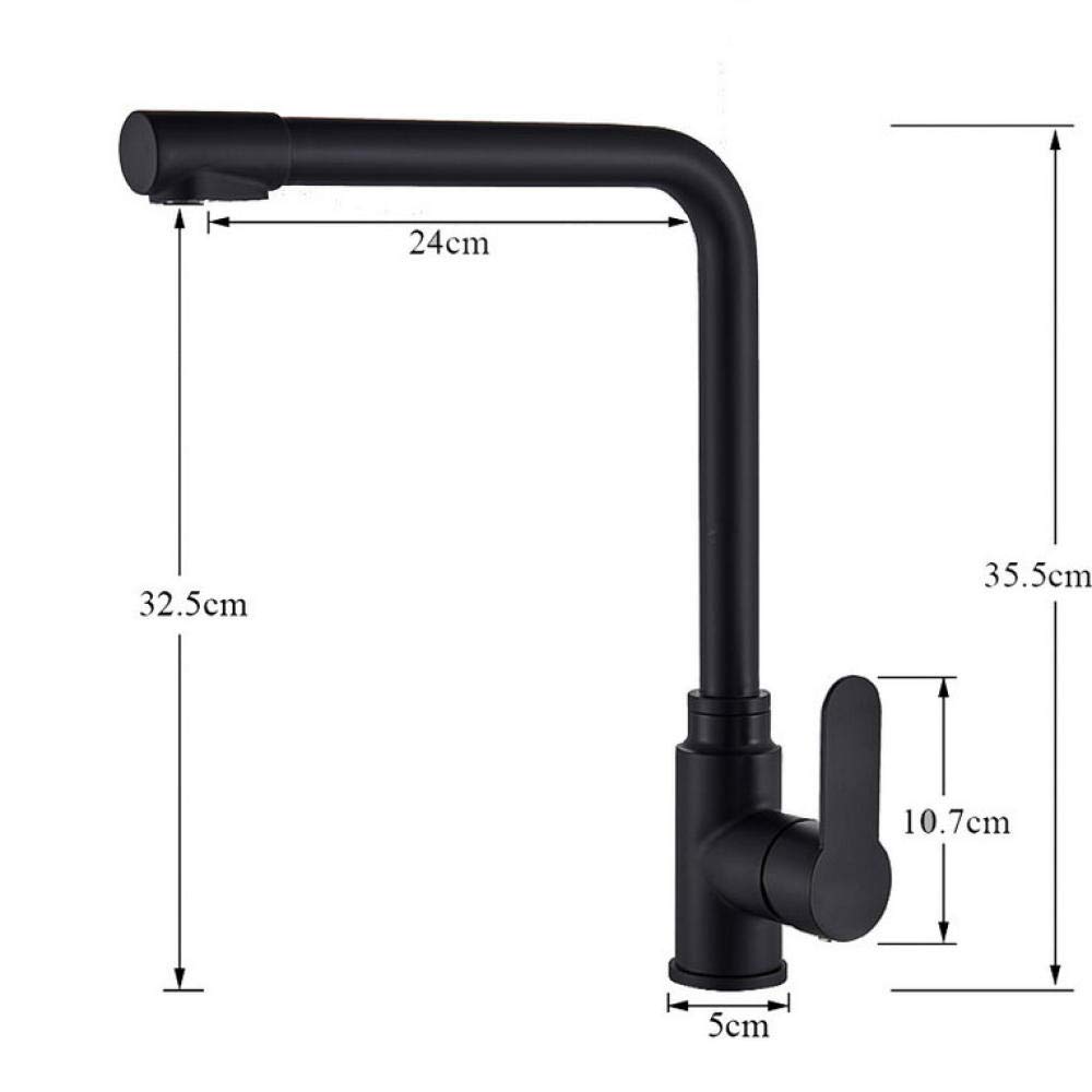 Matte Black Purified Water Faucet - Hot & Cold Water Dispenser - Modern Two-in-One Handle Design - Deck Mount Single Hole Sink Faucet - Perfect for Kitchen, RV, and Office Use
