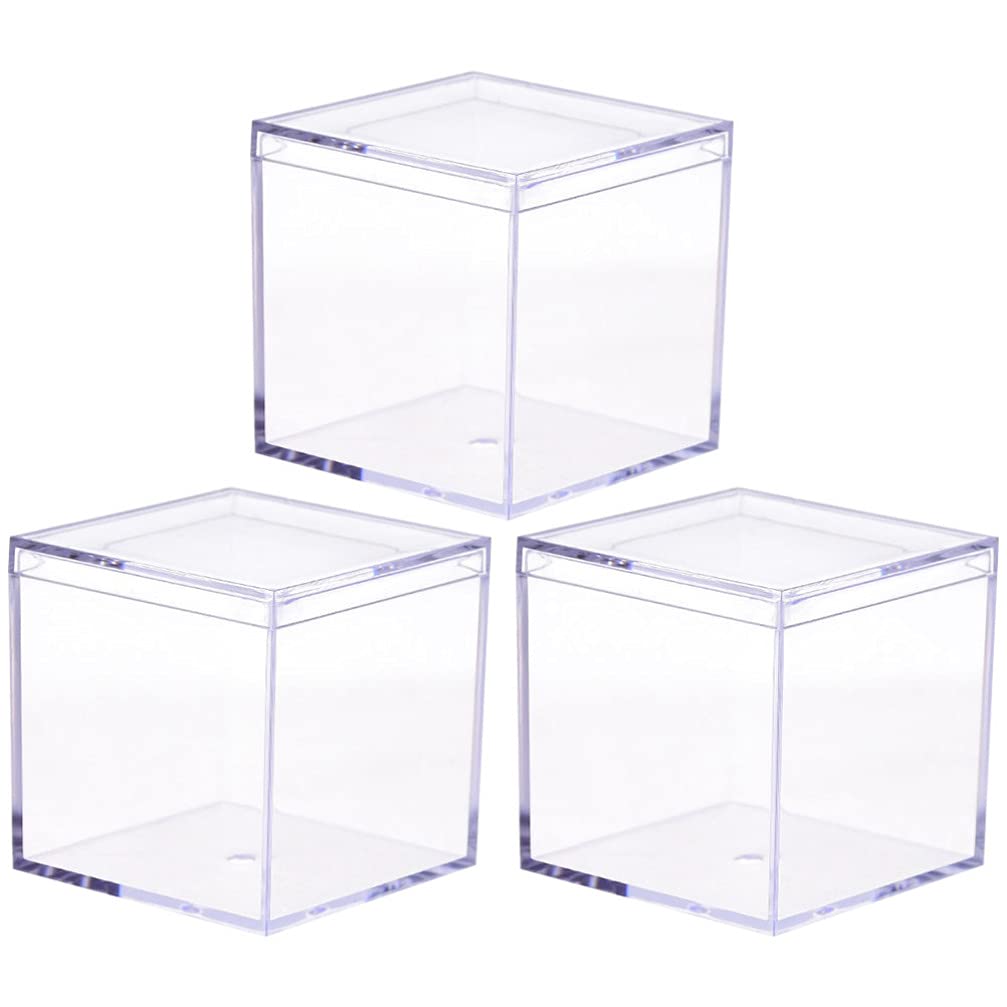 TOYANDONA 3-Piece Clear Plastic Gift Box Set - Square Transparent Food-Grade Acrylic Storage Containers for Candy, Party Favors & Home Organization | Perfect for Holidays, Weddings & Birthday Celebrations