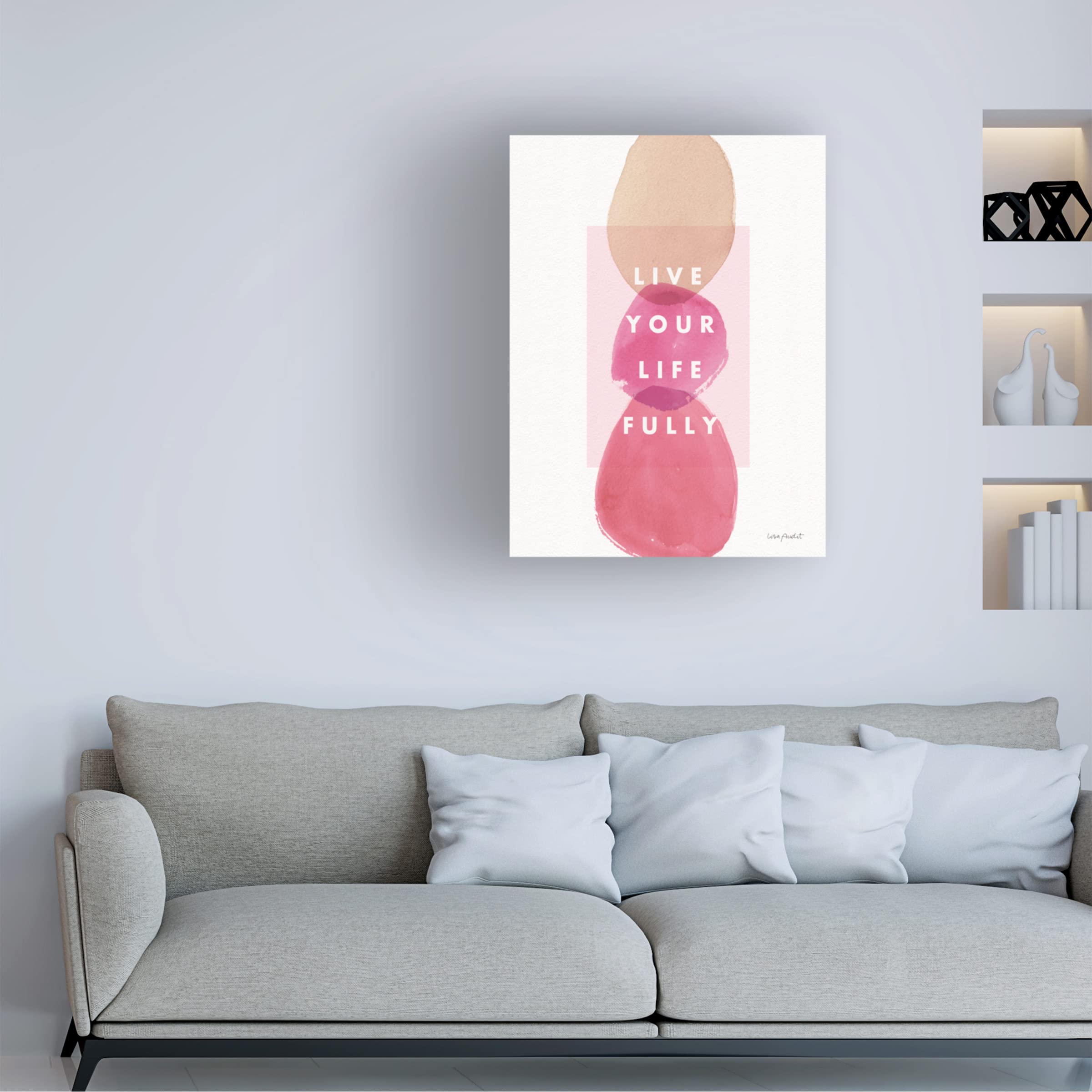 Lisa Audit 'Think Pink 13' Floral Canvas Wall Art Print - Pink & Gold Abstract Flower Painting for Living Room, Bedroom & Office Decor