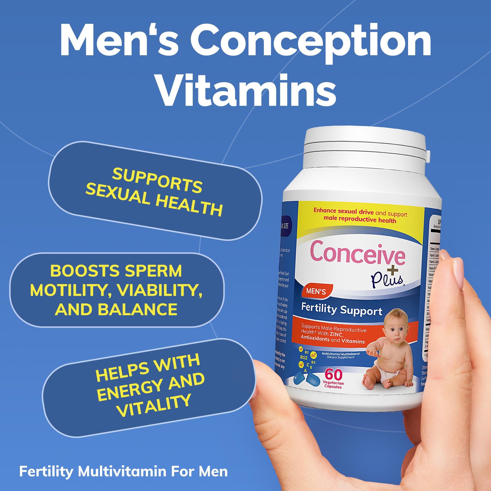 Conceive Plus Men's Fertility & Motility Support Bundle - Boosts Sperm Volume & Healthy Male Fertility - Fertility-Friendly Lubricant (2.5 oz) - Ideal for Couples Trying to Conceive Naturally