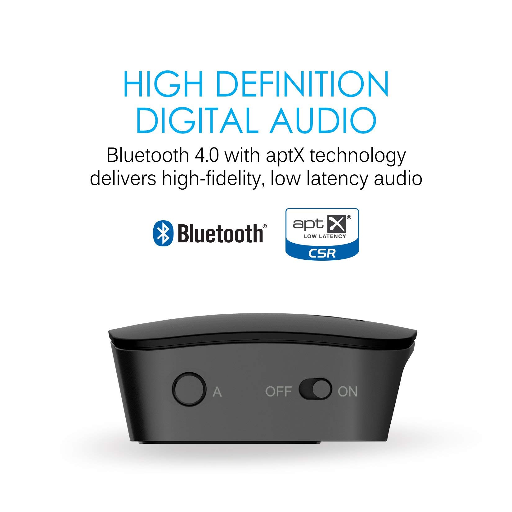 MEE Audio Connect Bluetooth 5.0 Transmitter - Dual Pairing for 2 Wireless Headphones/Speakers, Low Latency AptX, 3.5mm/AUX/RCA/Optical Input - Perfect for TV, PC, Airplane Travel & Gym Workouts