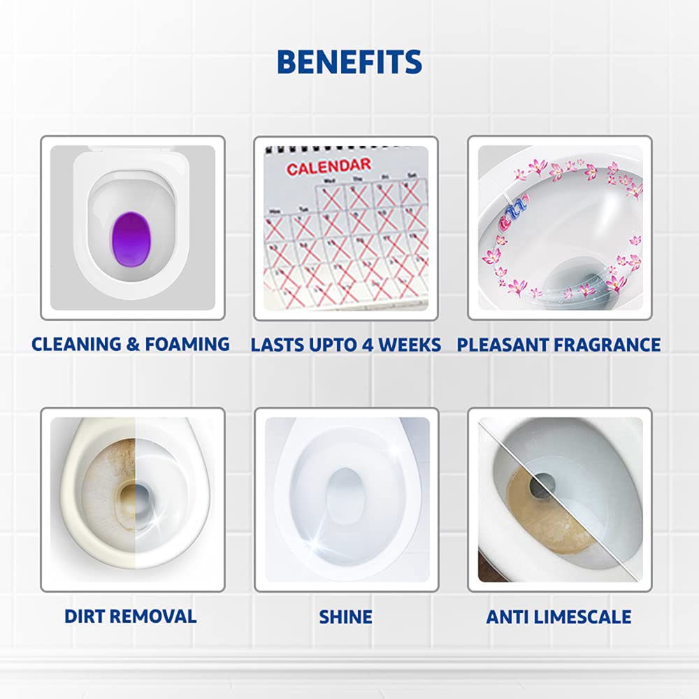 Harpic Power Fresh Toilet Cleaner Rim Block - Marine Splash Scent, 35g (6-Pack) | Long-Lasting Freshness & Stain Removal for Toilet Bowls | Perfect for Bathroom Cleaning & Odor Control