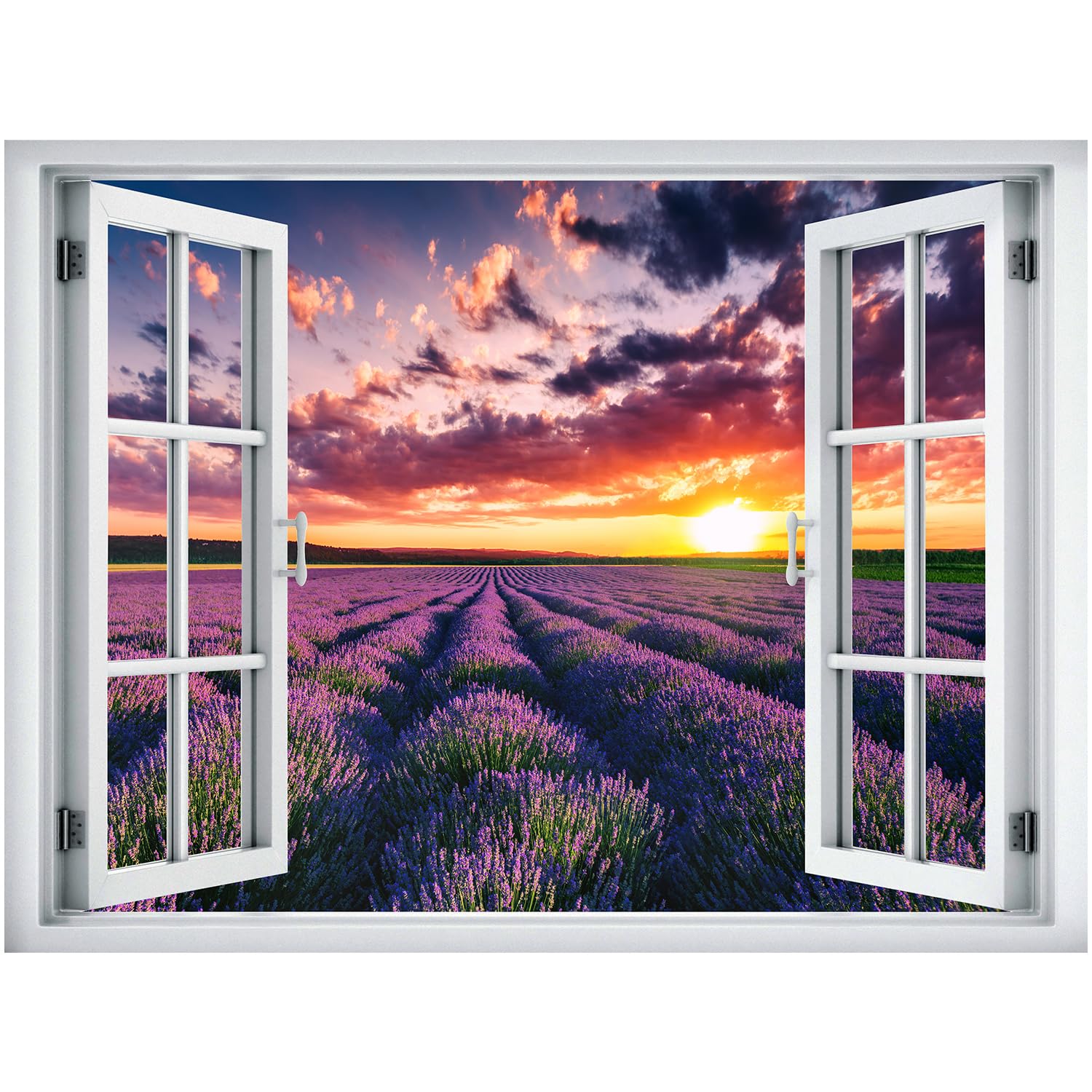 Wall26 Removable Sunset Purple Lavender Flower Garden Wall Sticker - 24